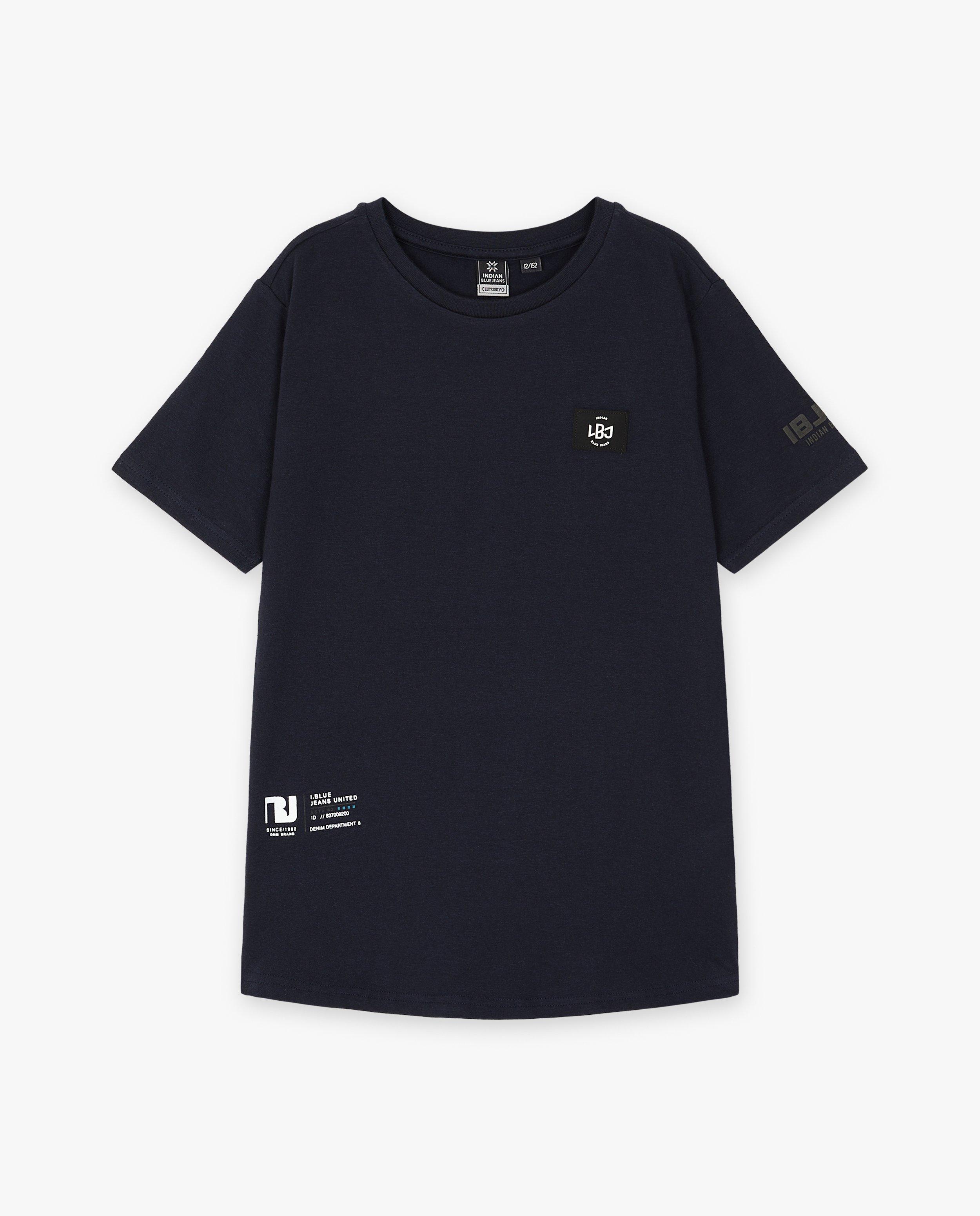 Donkerblauw T-shirt met patch - null - Indian Blue Jeans