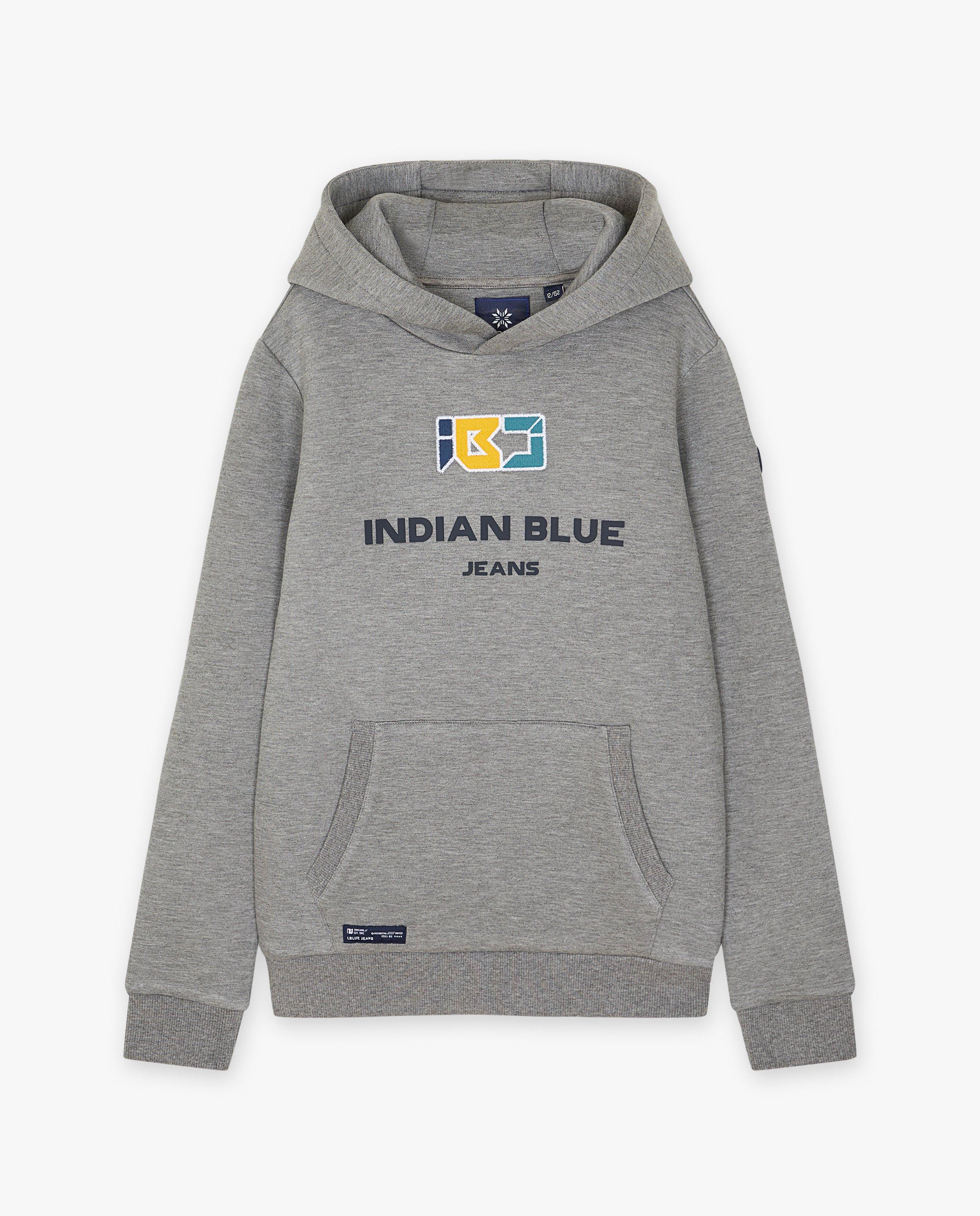Grijze hoodie met opschrift - null - Indian Blue Jeans