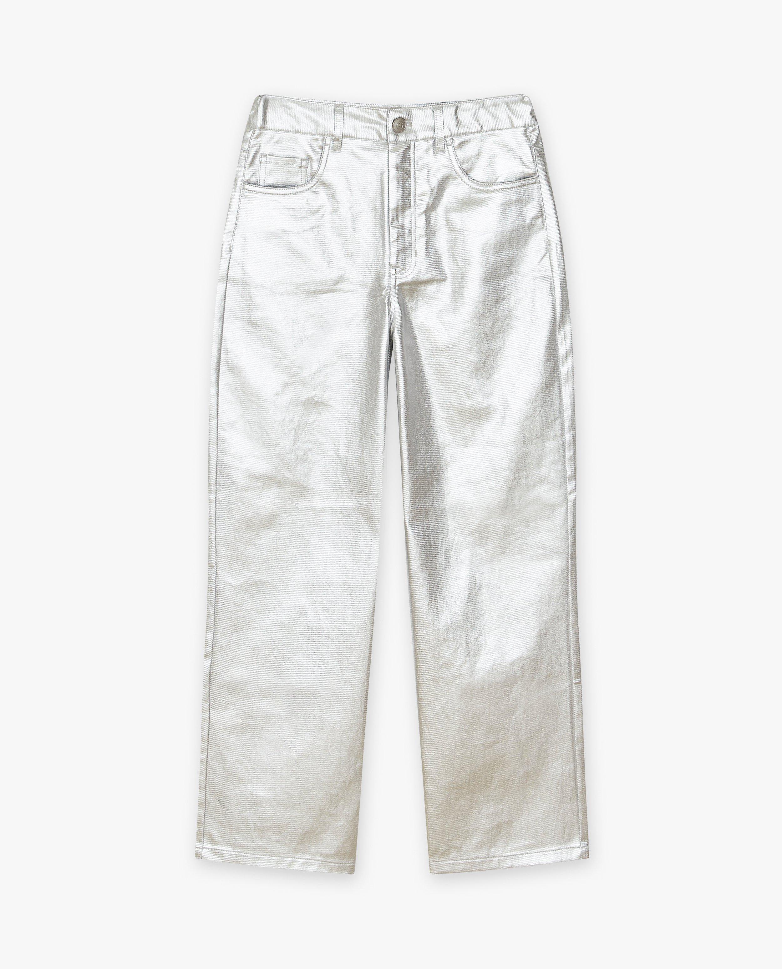 Jeans - Metallic broek, straight fit, 4-14 jaar