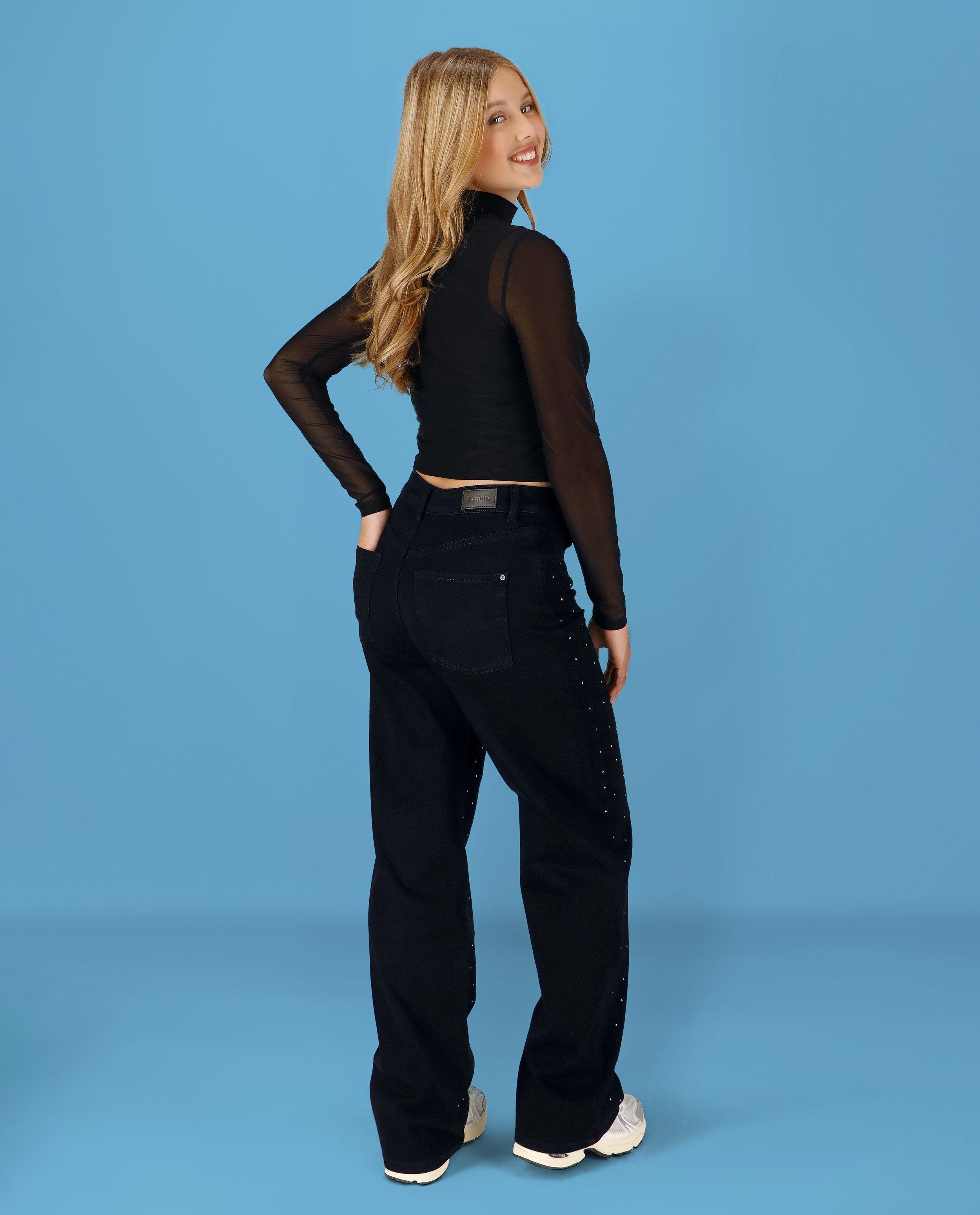 Jeans met strass-steentjes, straight fit, XS-XL - null - CAMILLE