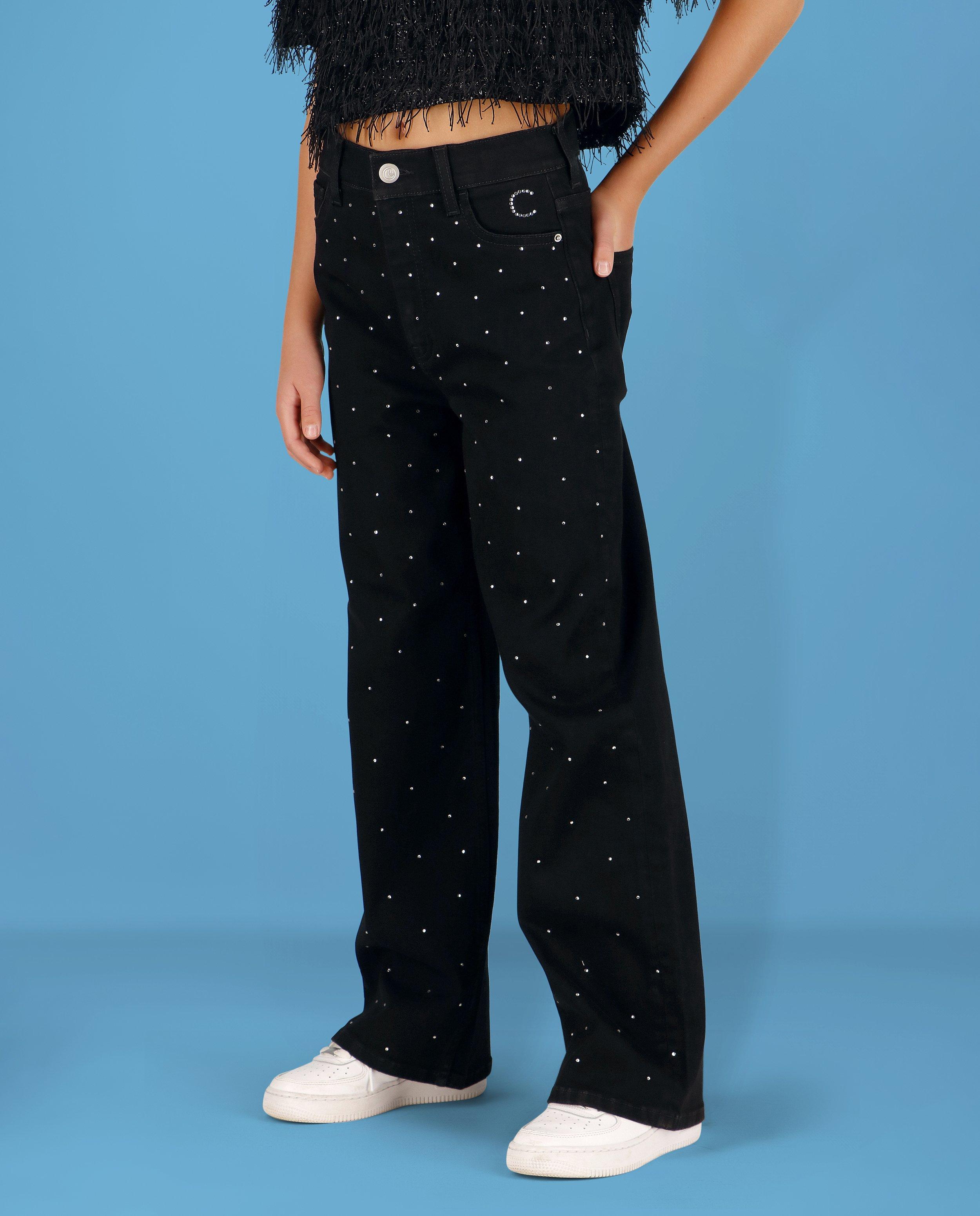 Jeans met strass-steentjes, straight fit, 4-14 jaar - null - CAMILLE