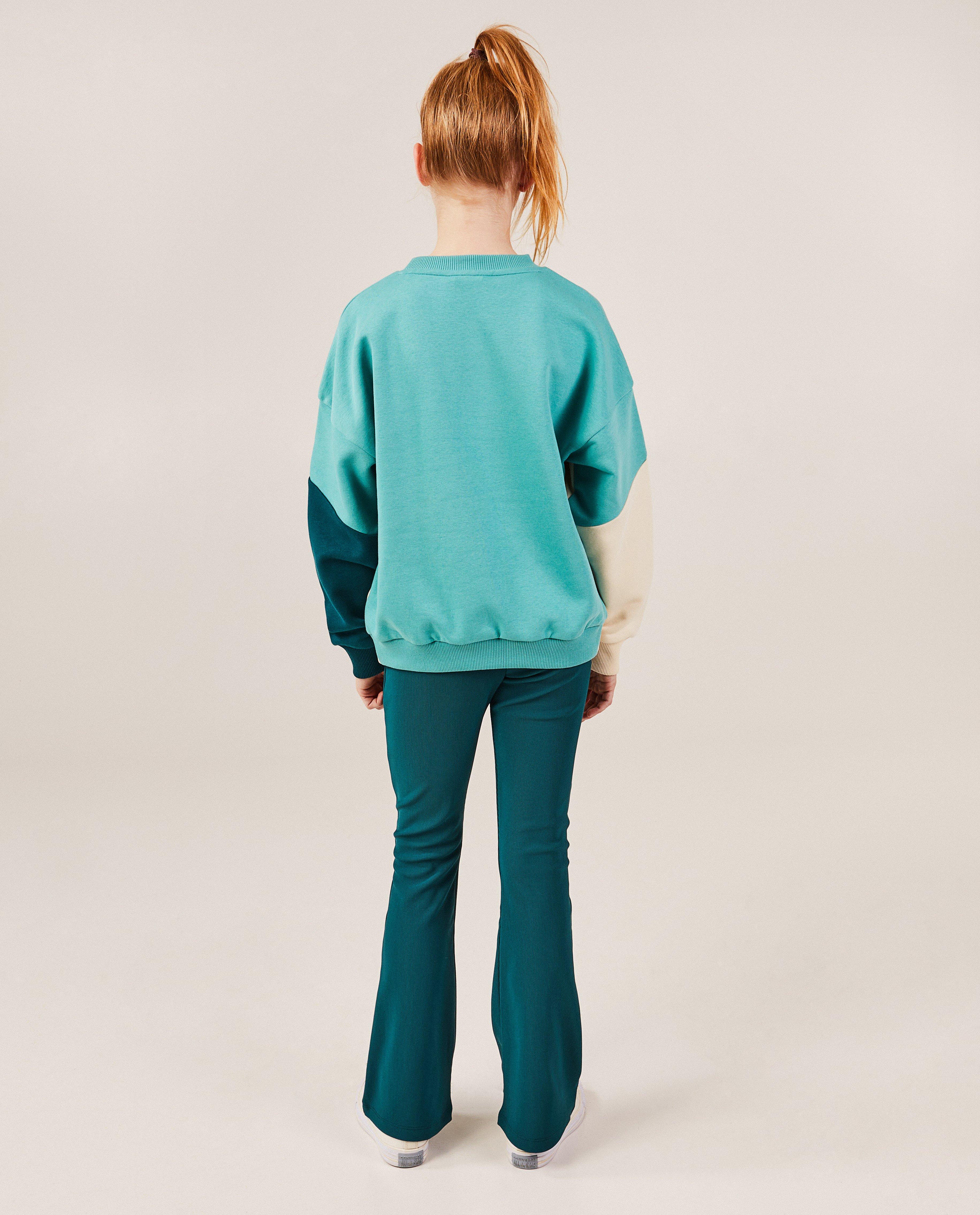 Leggings - Donkergroene legging met rib, flared fit
