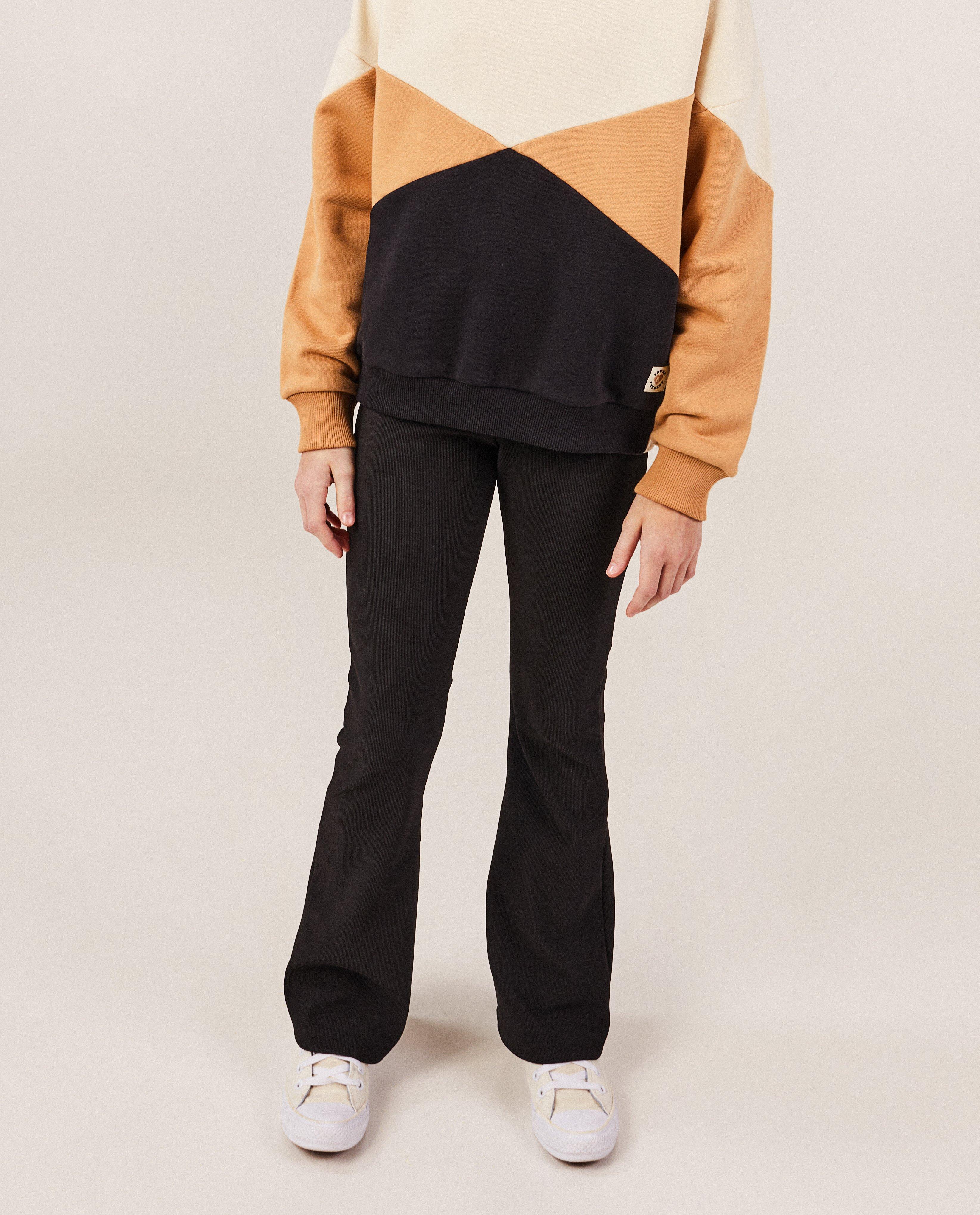 Zwarte legging met rib, flared fit - null - Fish & Chips