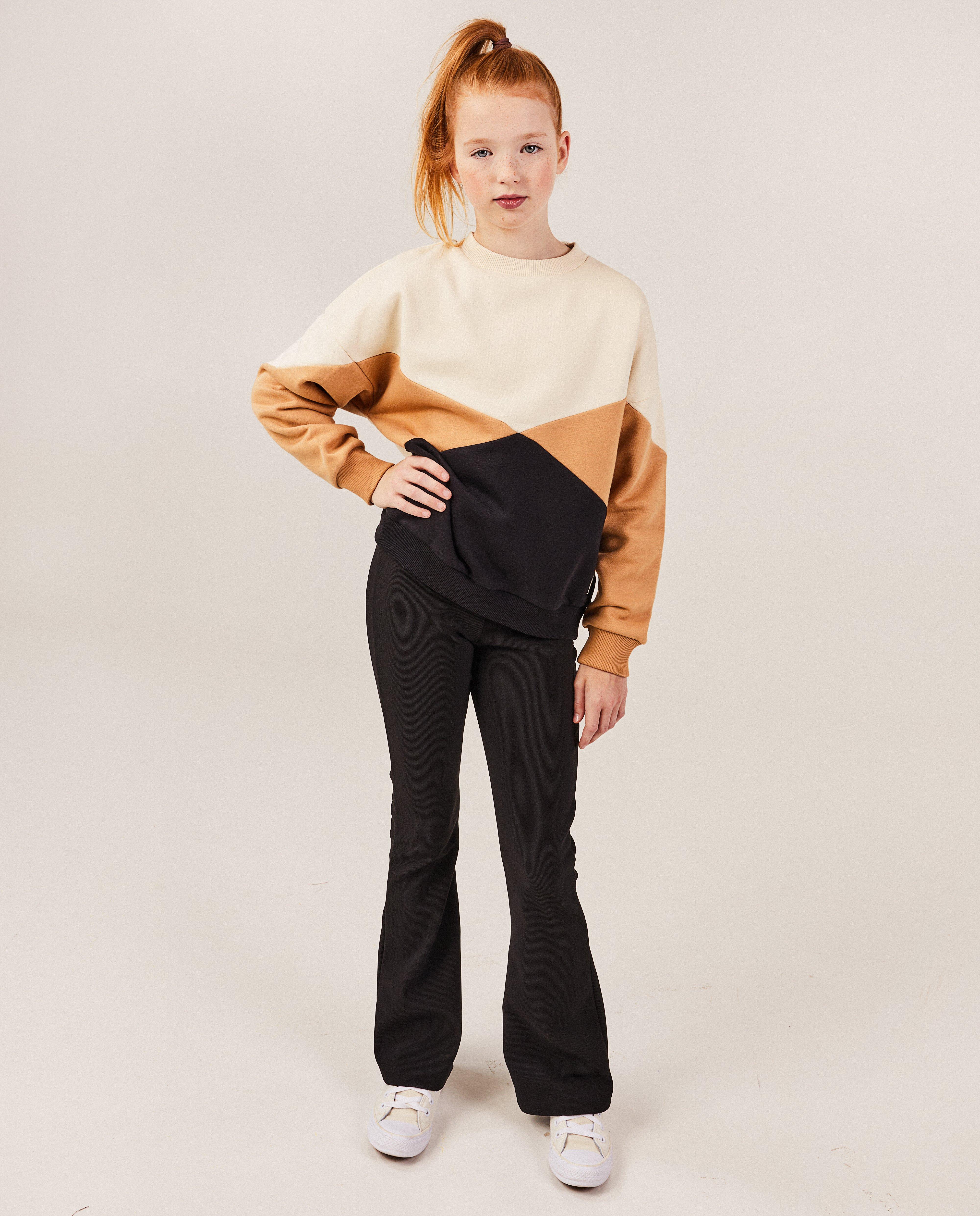 Leggings - Donkergroene legging met rib, flared fit