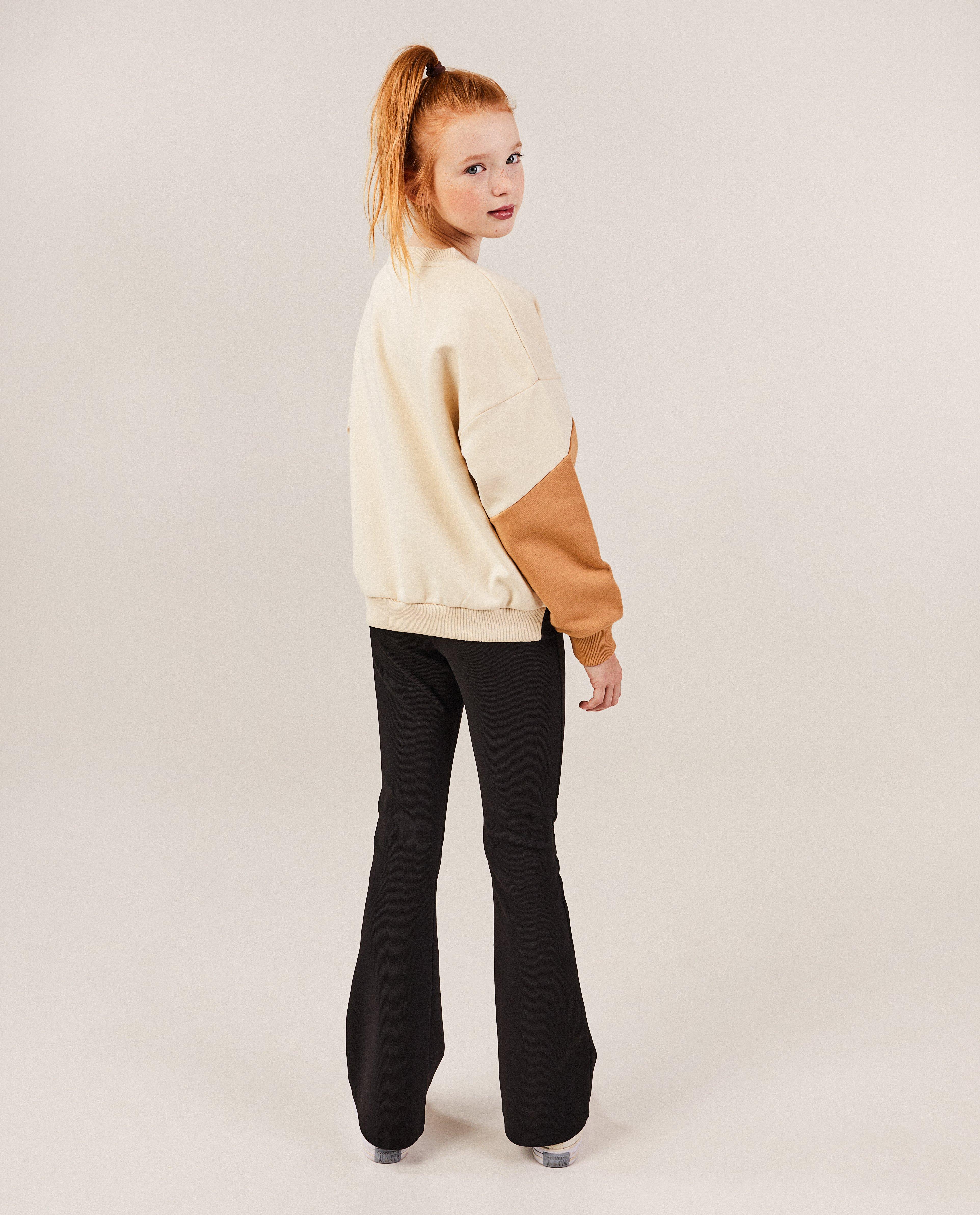 Leggings - Donkergroene legging met rib, flared fit