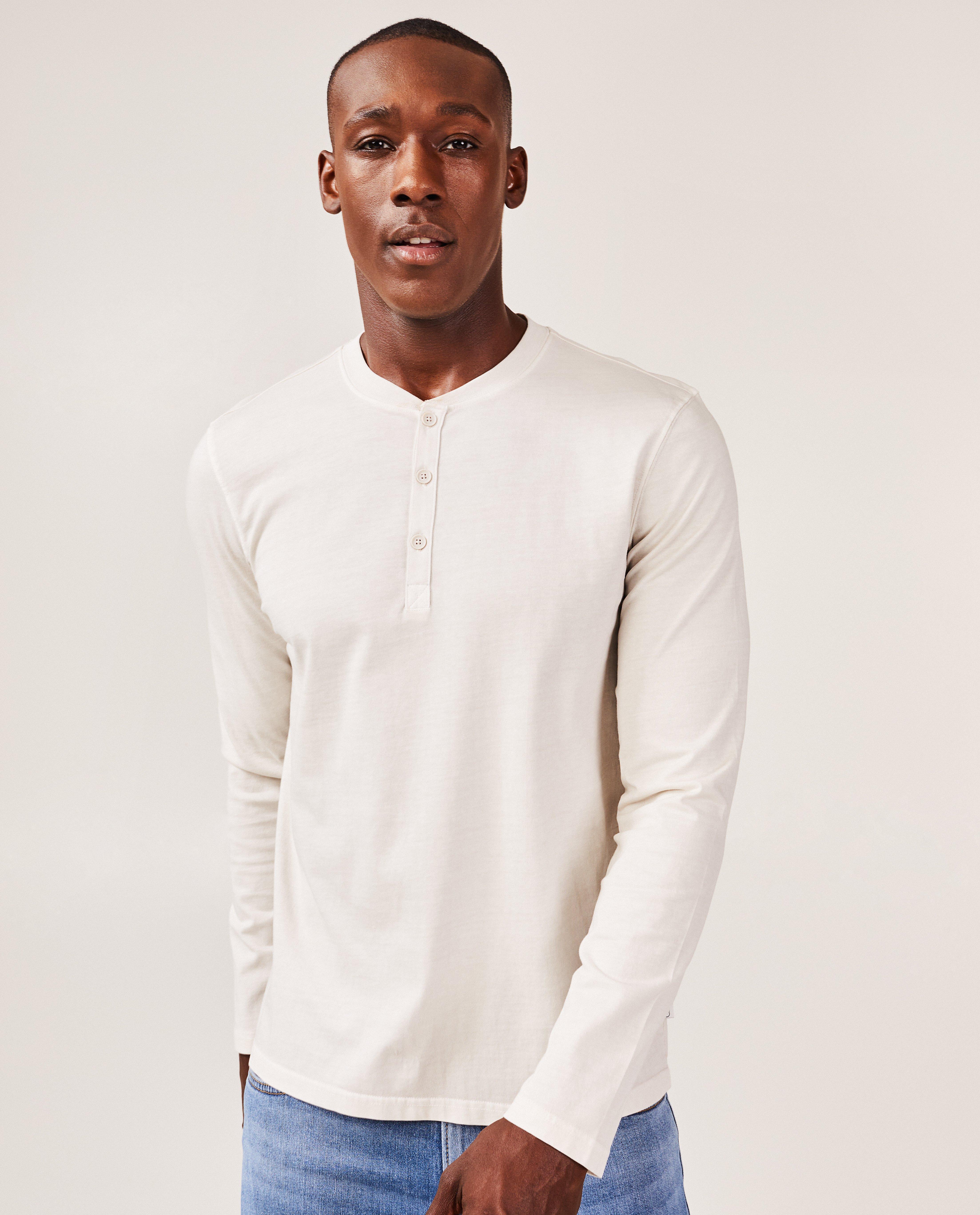 T-shirts - Offwhite longsleeve met knopen
