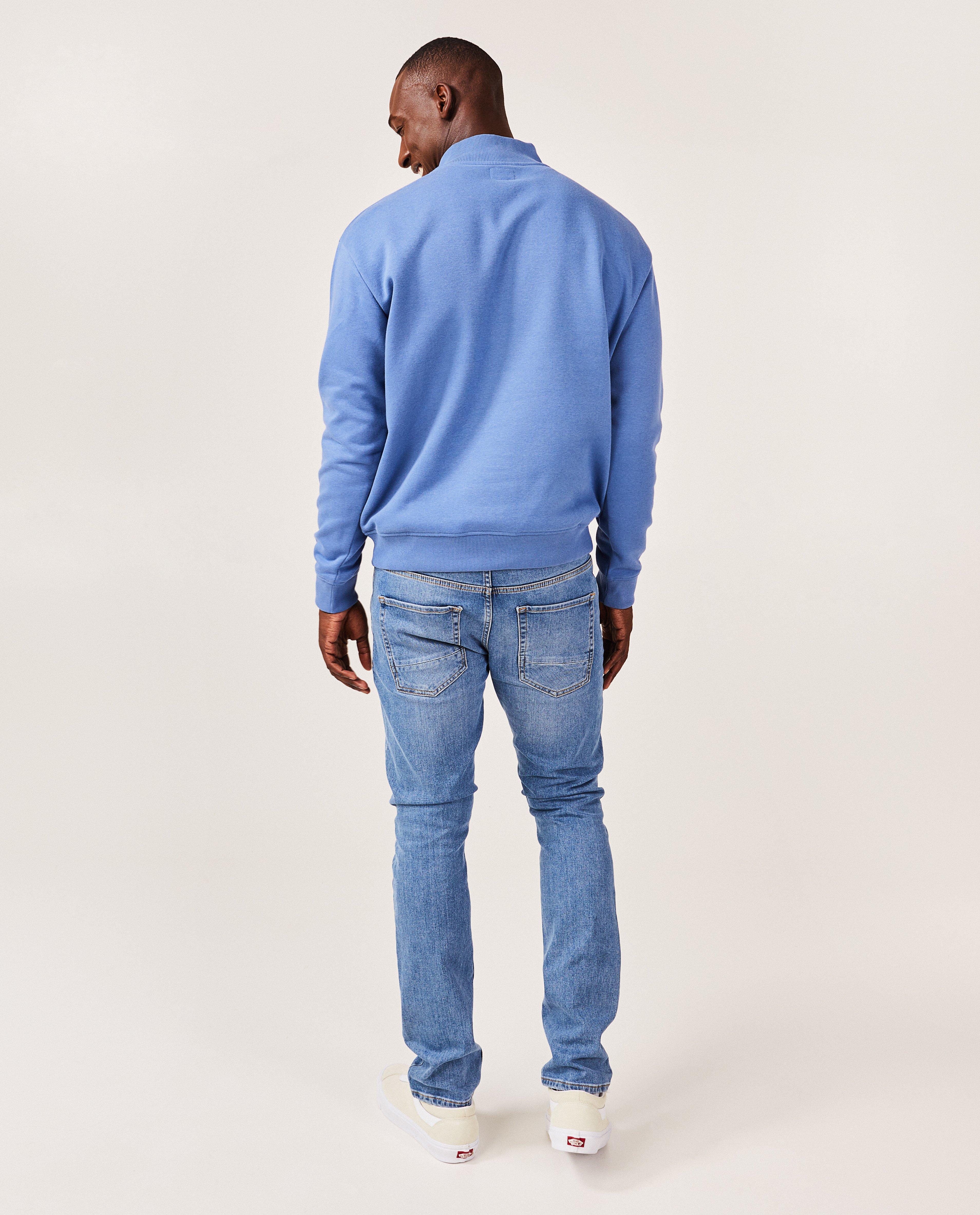 Sweaters - Blauwe sweater met korte rits