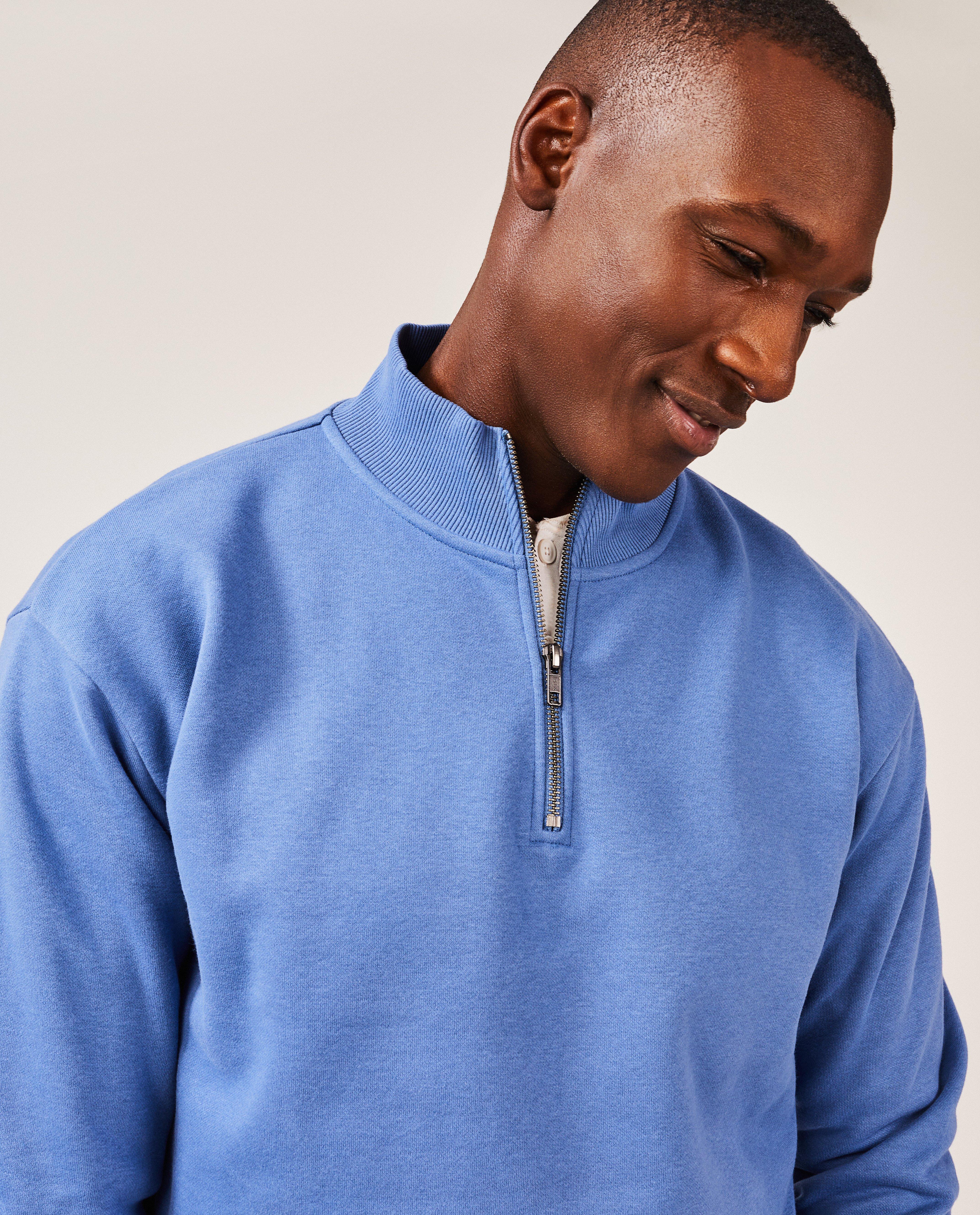 Sweaters - Blauwe sweater met korte rits