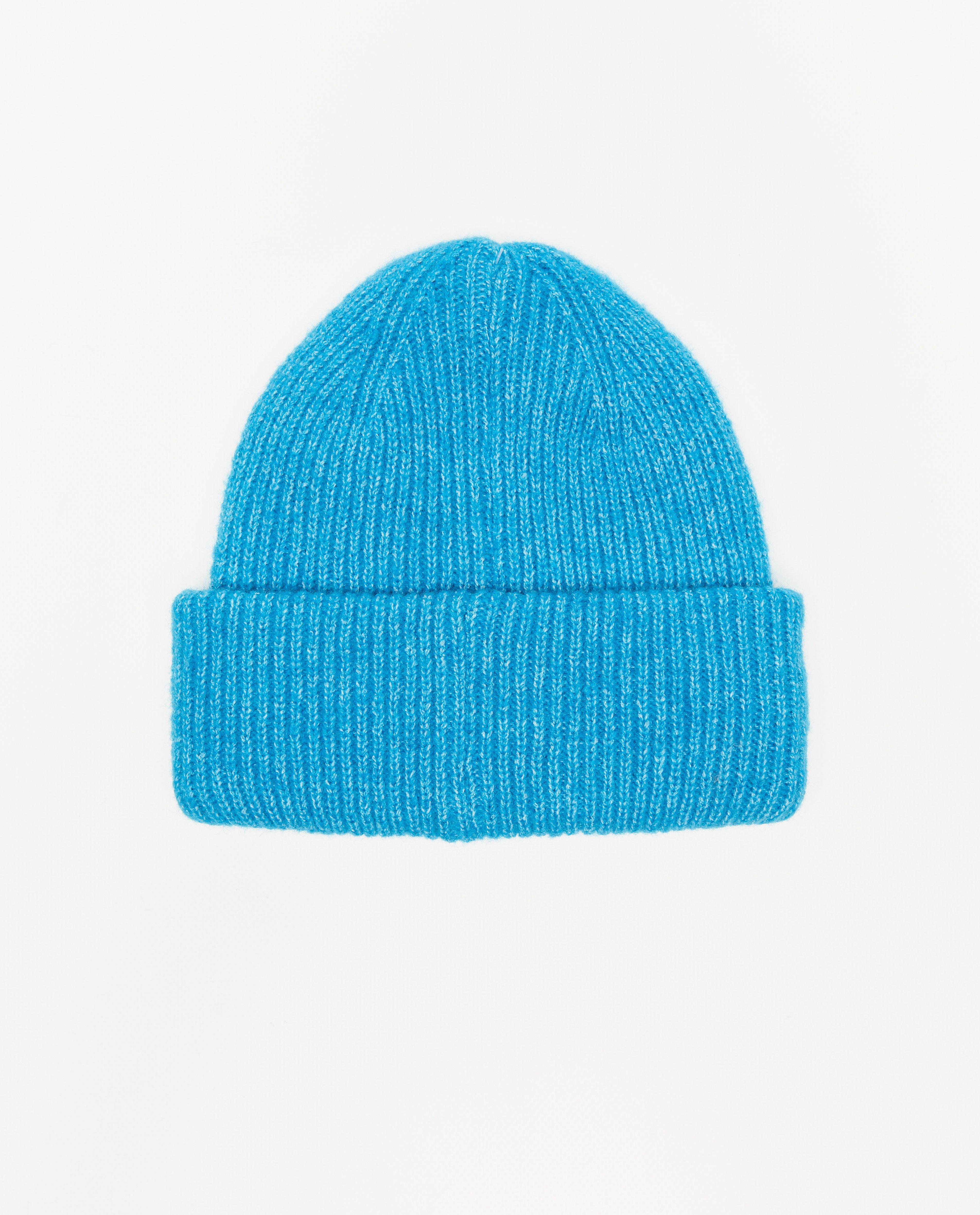Breigoed - Blauwe muts met spikkels