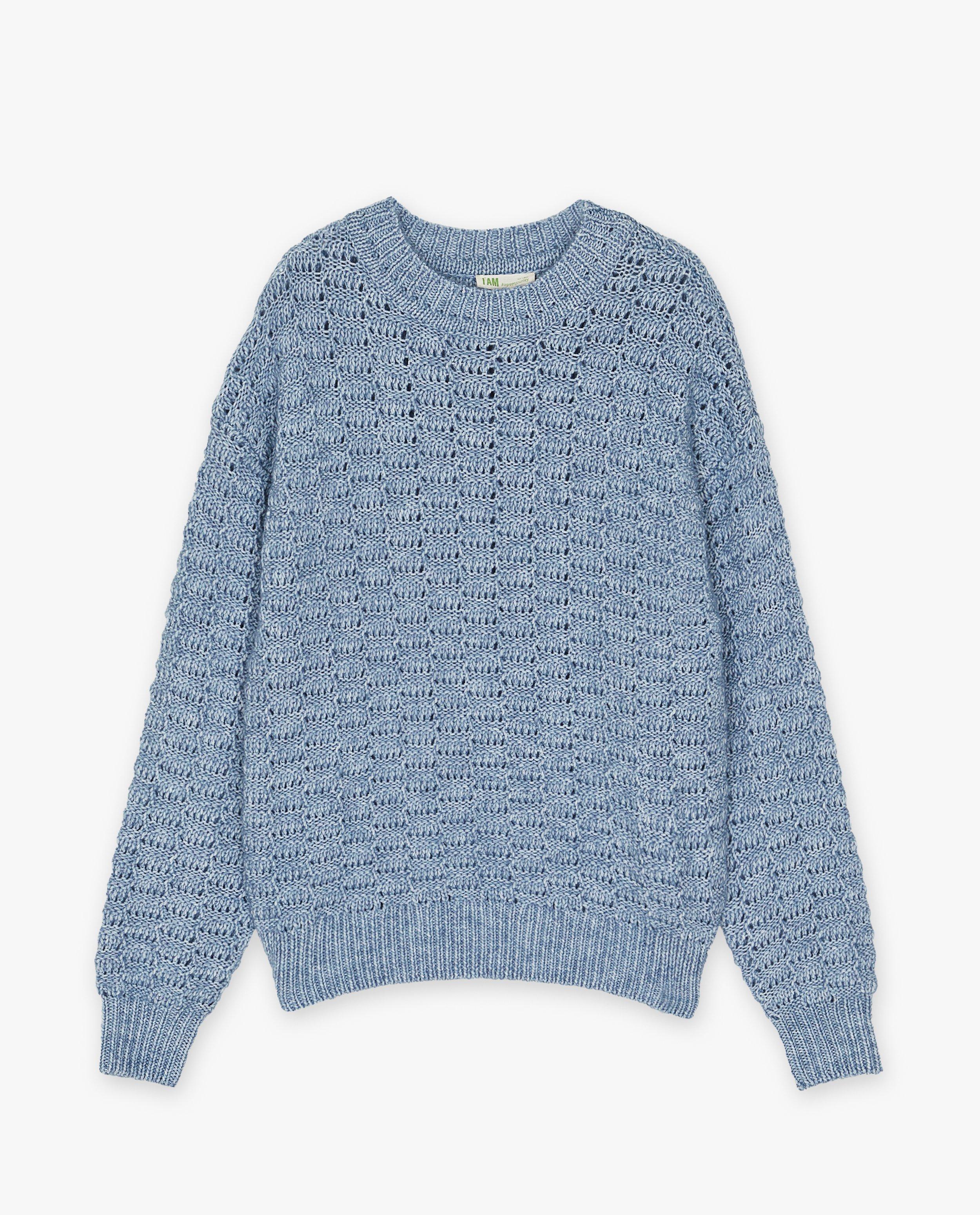 Pulls - Pull bleu à motif tricoté, femmes