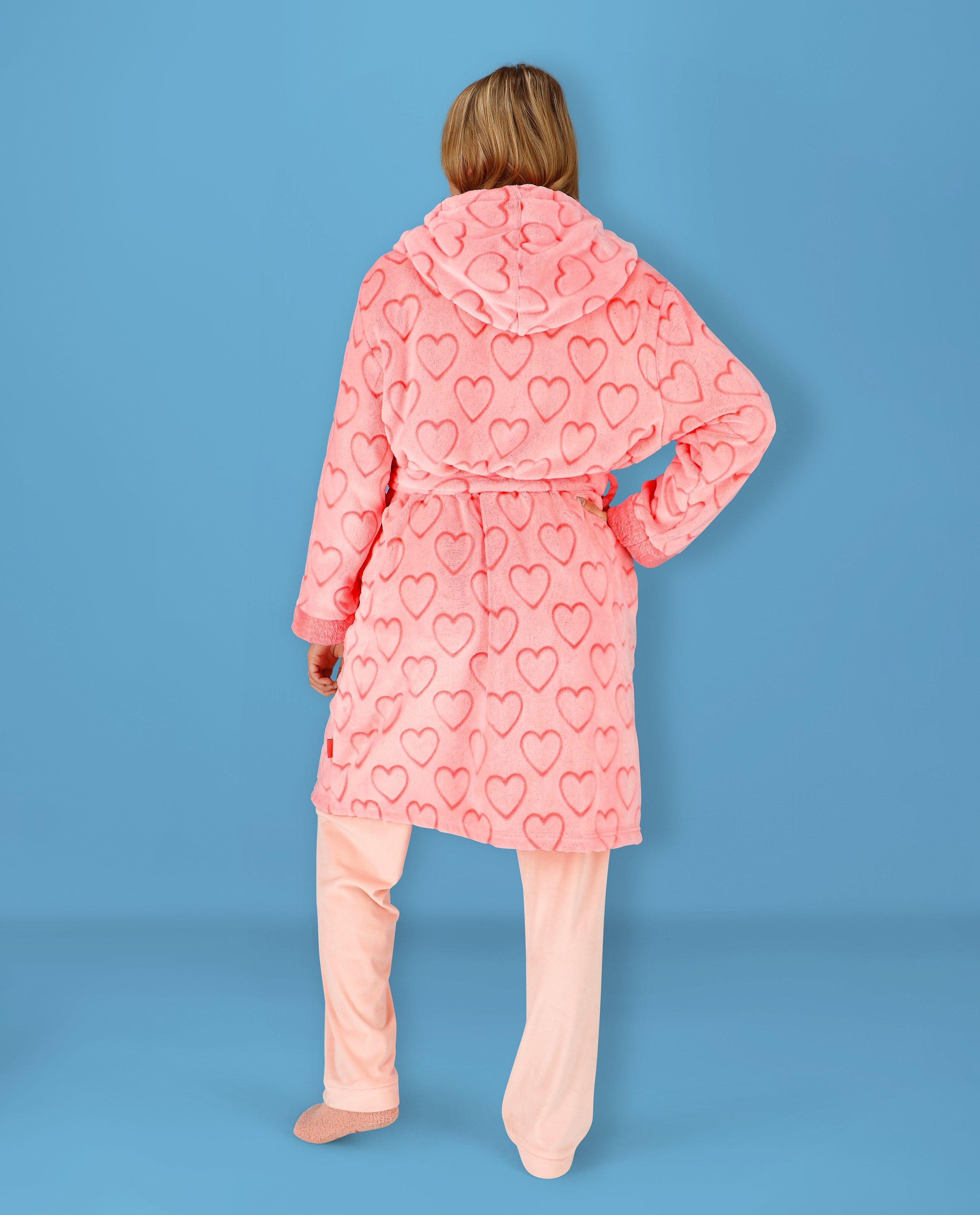 Roze badjas met hartjes, XS-XL - null - CAMILLE