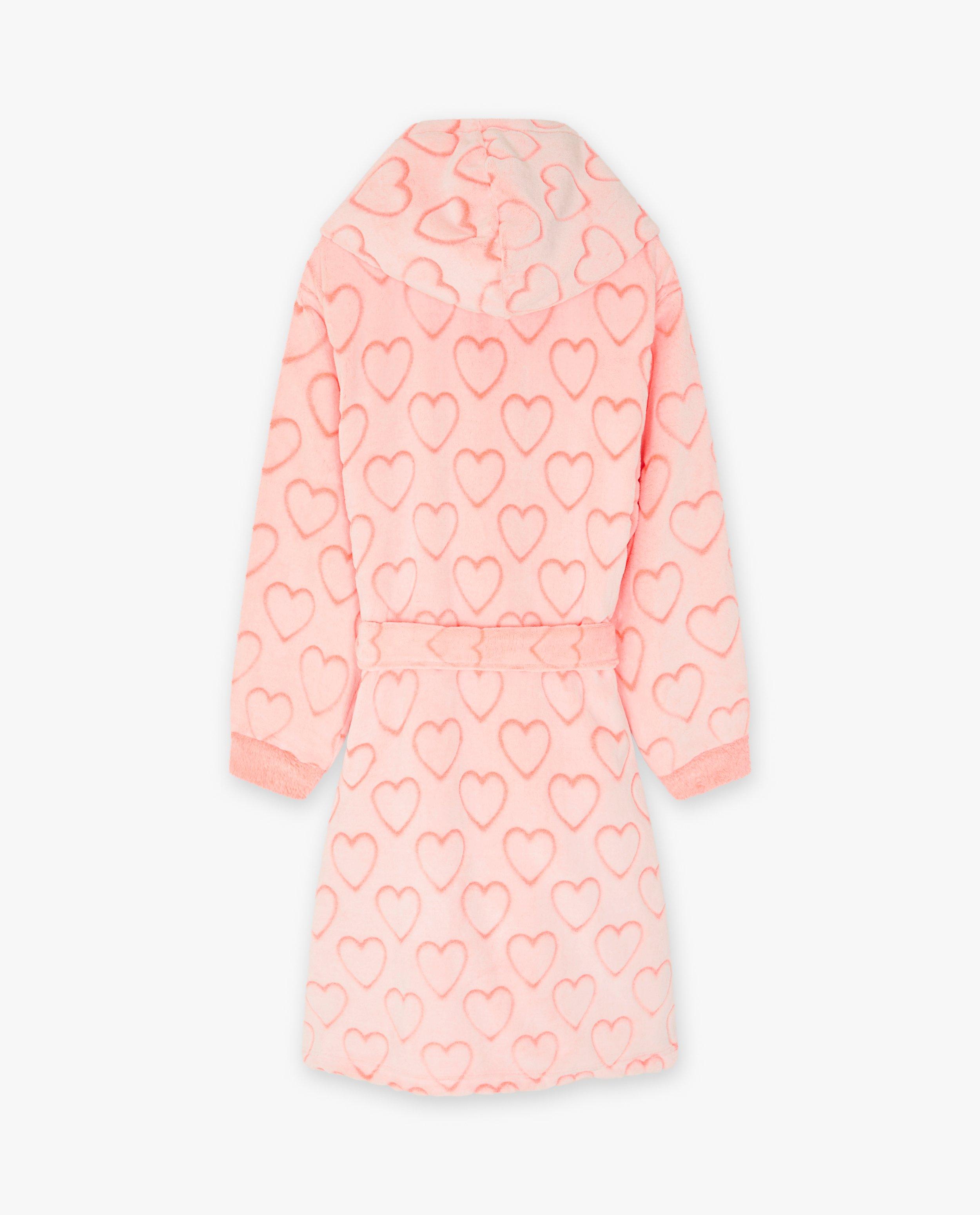 Nachtkleding - Roze badjas met hartjes, XS-XL