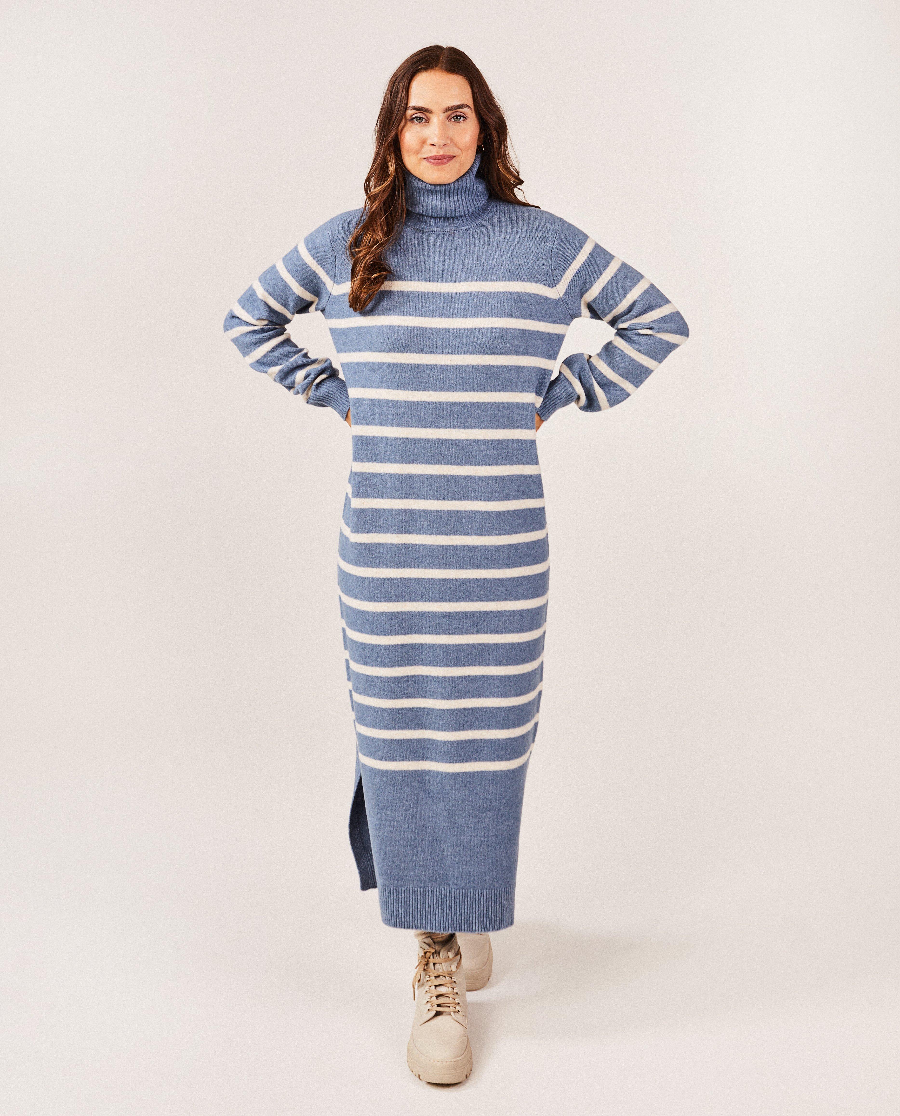 Gebreide jurk met strepen, dames