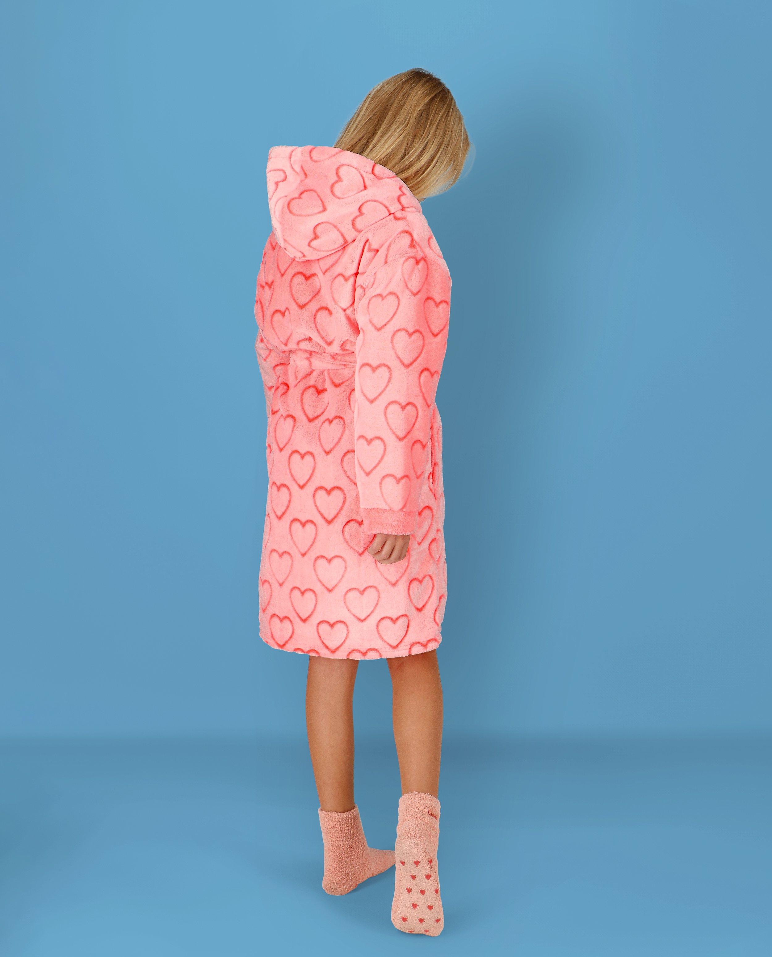 Roze badjas met hartjes, 4-14 jaar - null - CAMILLE