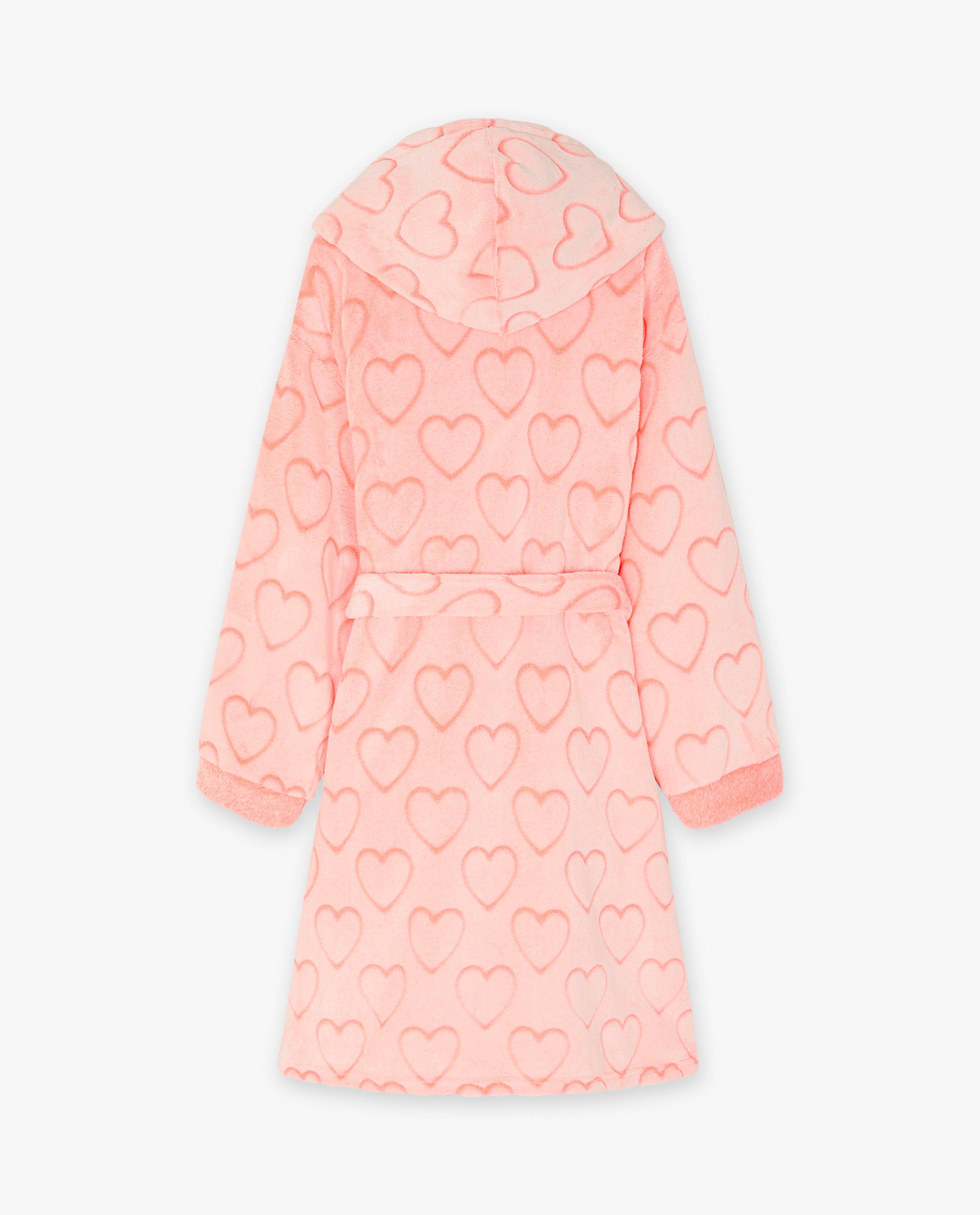 Nachtkleding - Roze badjas met hartjes, 4-14 jaar