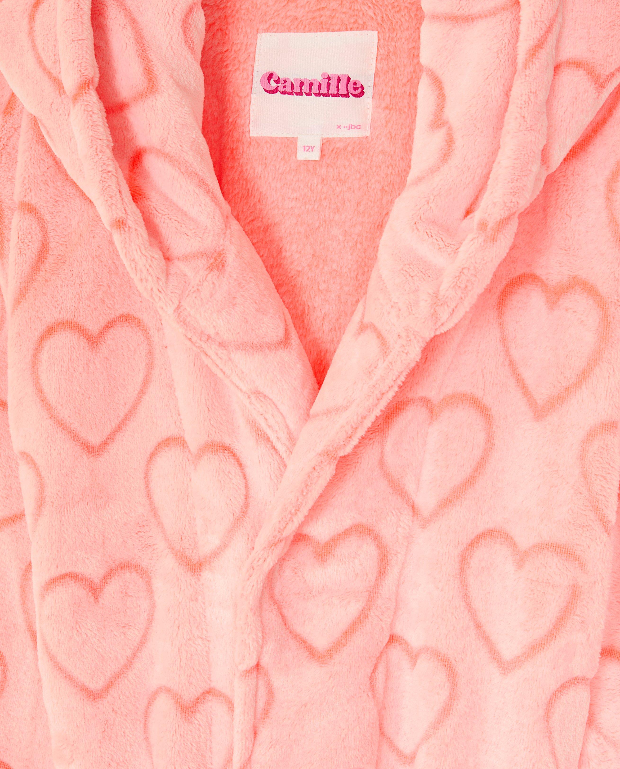 Nachtkleding - Roze badjas met hartjes, 4-14 jaar