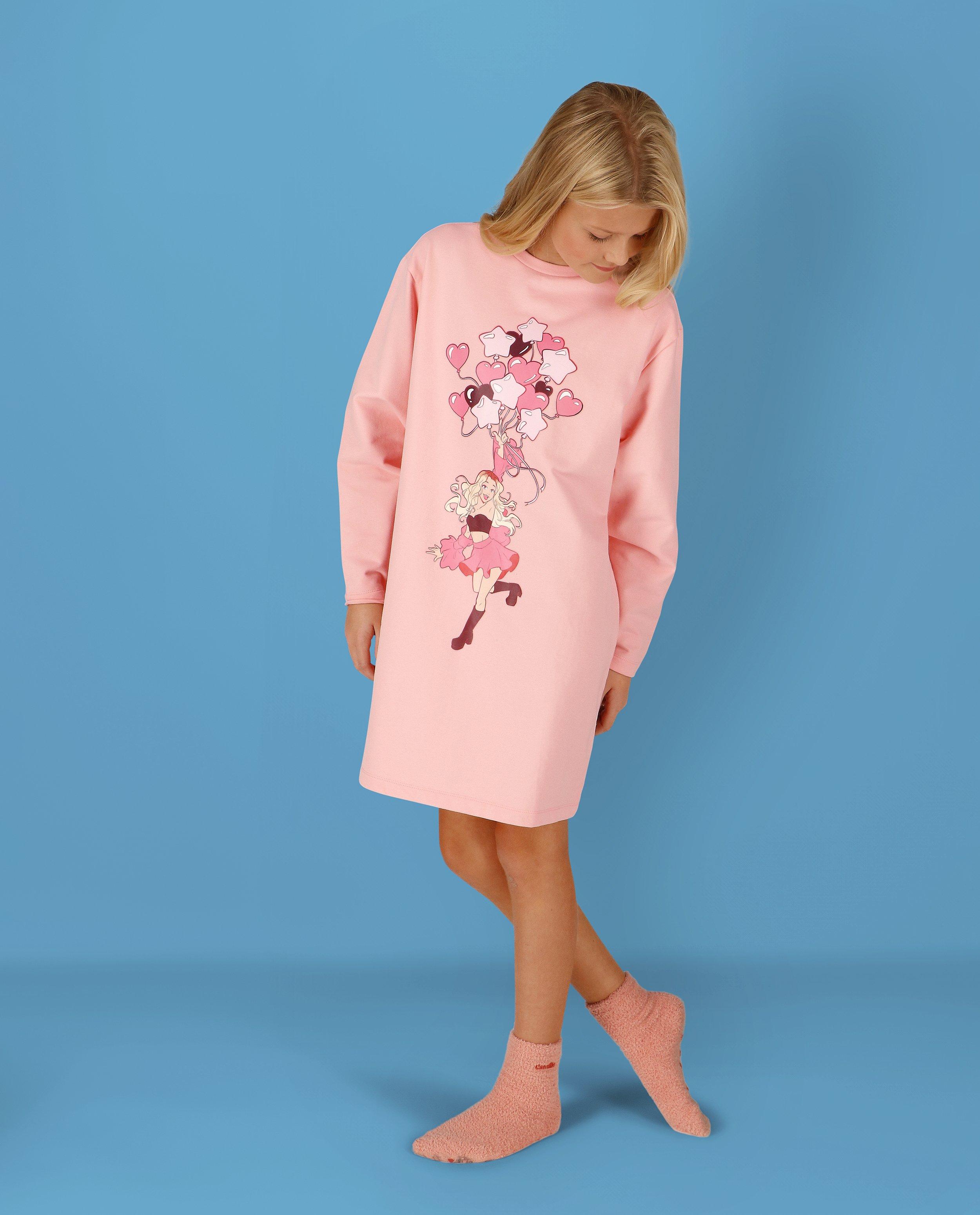 Nachtkleding - Roze nachtkleed met print, 4-14 jaar