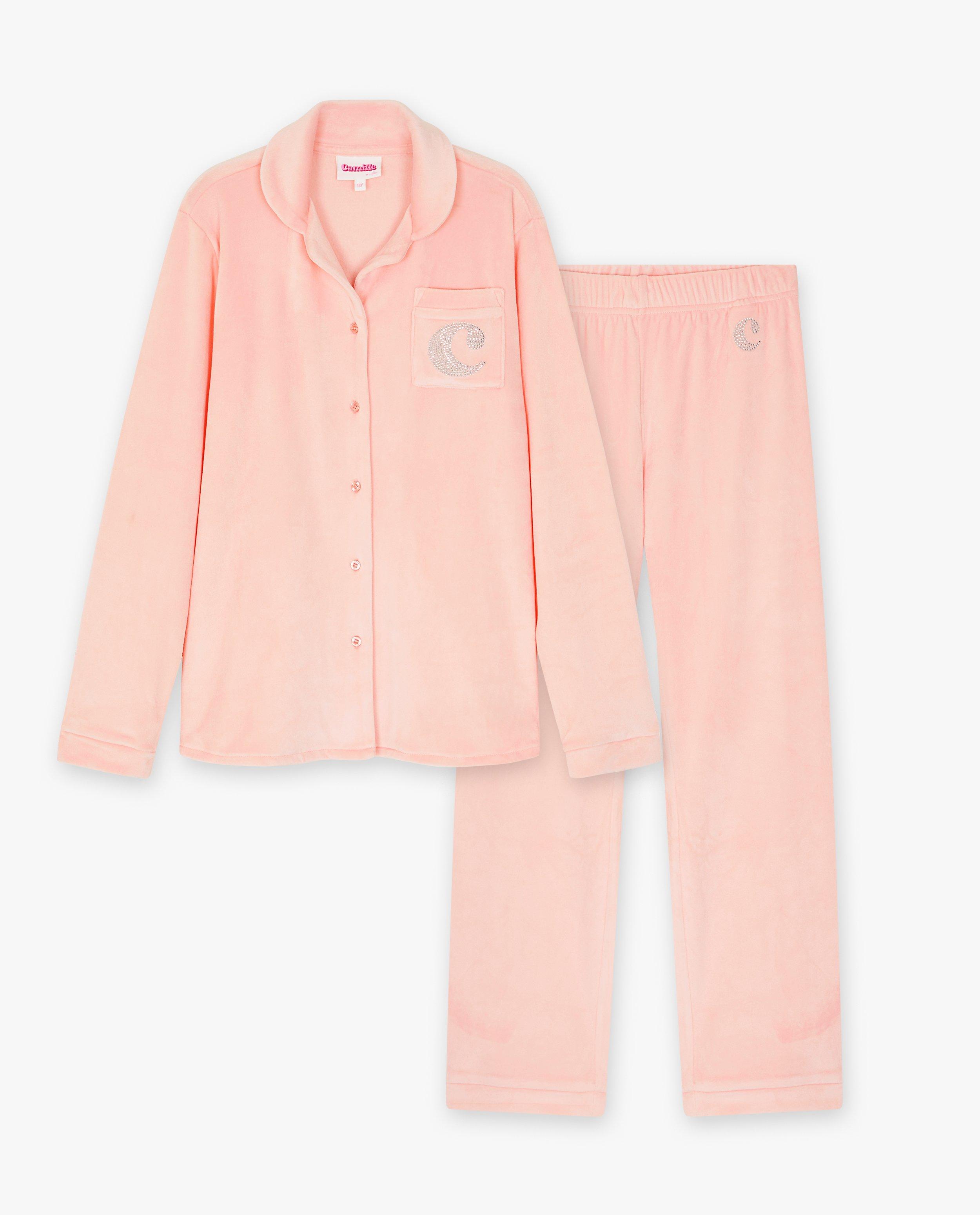 Nachtkleding - Fluwelen pyjama met strass-steentjes, 4-14 jaar