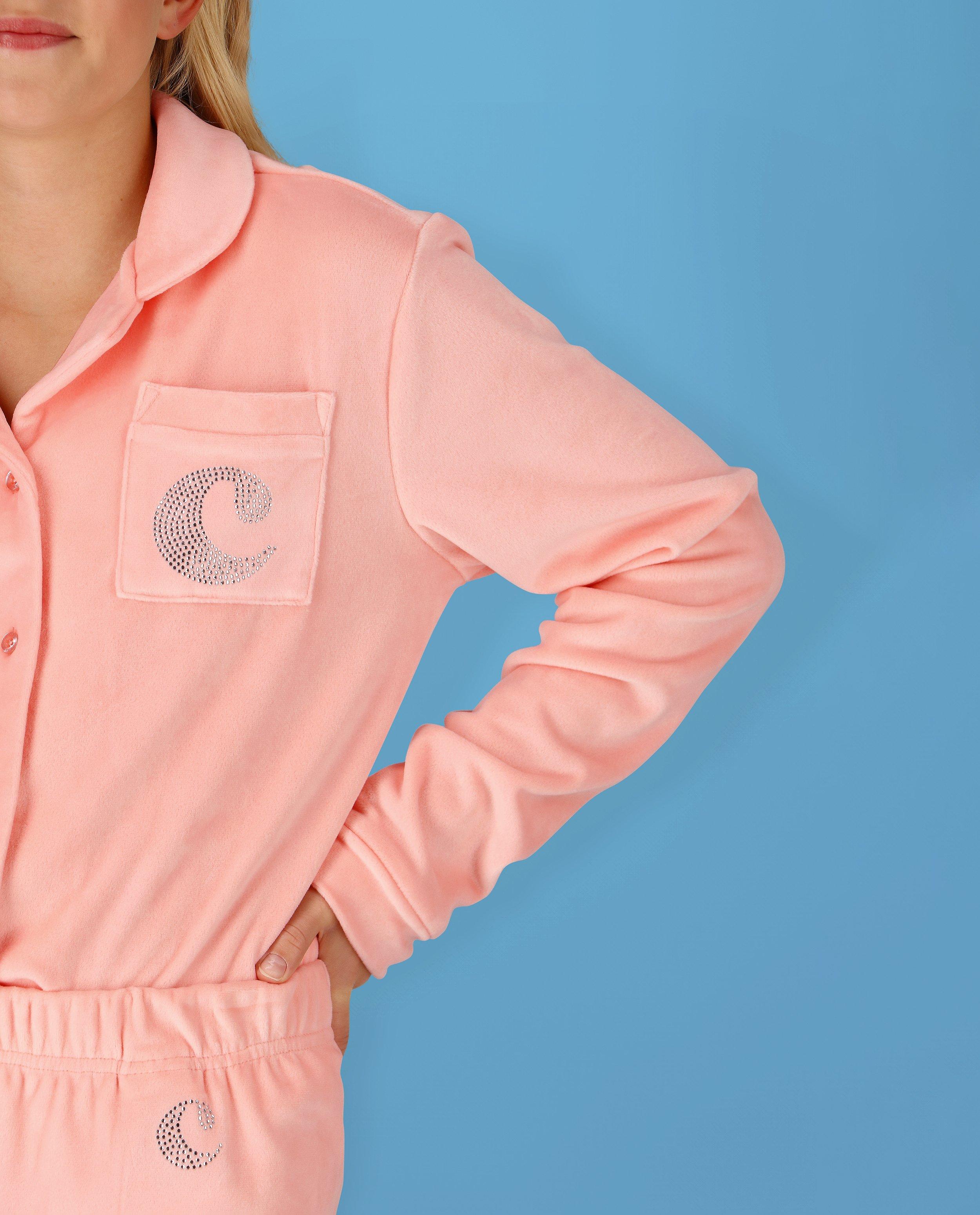 Nachtkleding - Fluwelen pyjama met strass-steentjes, 4-14 jaar