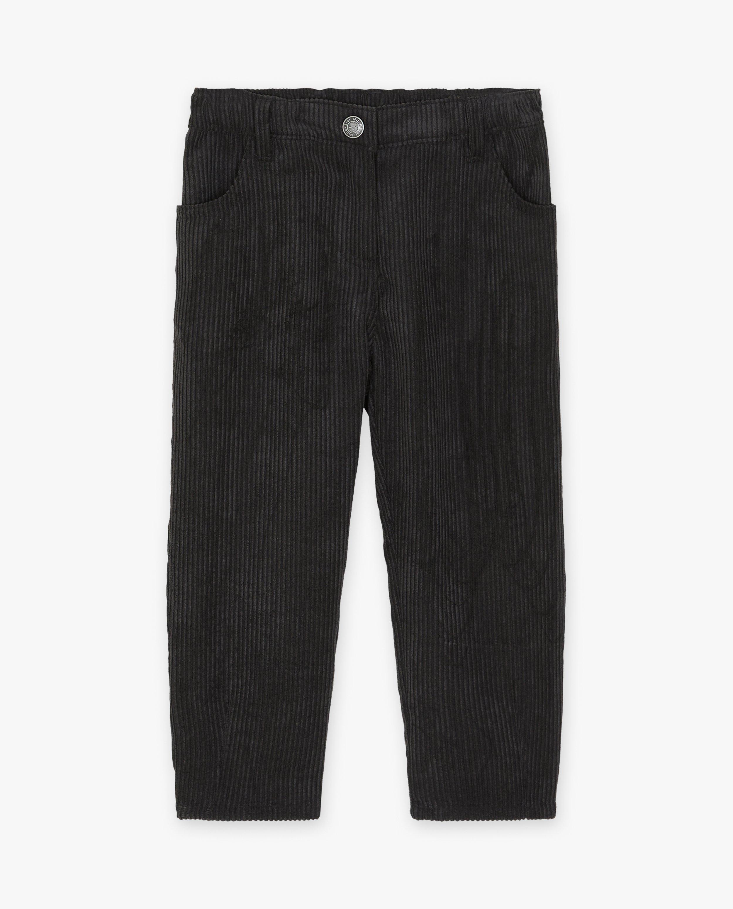 Pantalon noir en velours côtelé, coupe mom - Détails du produit - noir - image numéro 3