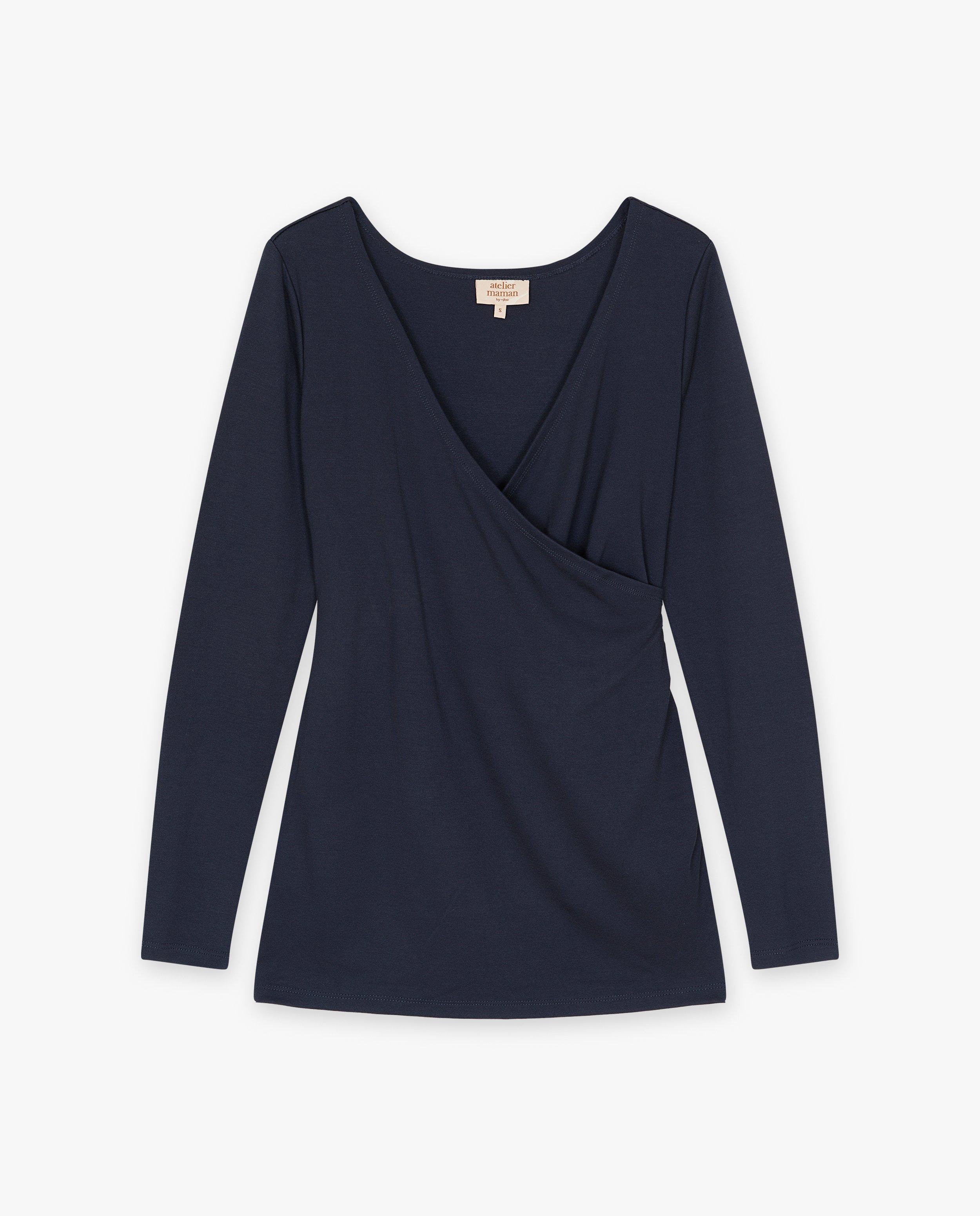 Longsleeve met wikkelkraag, zwangerschap - null - Atelier Maman