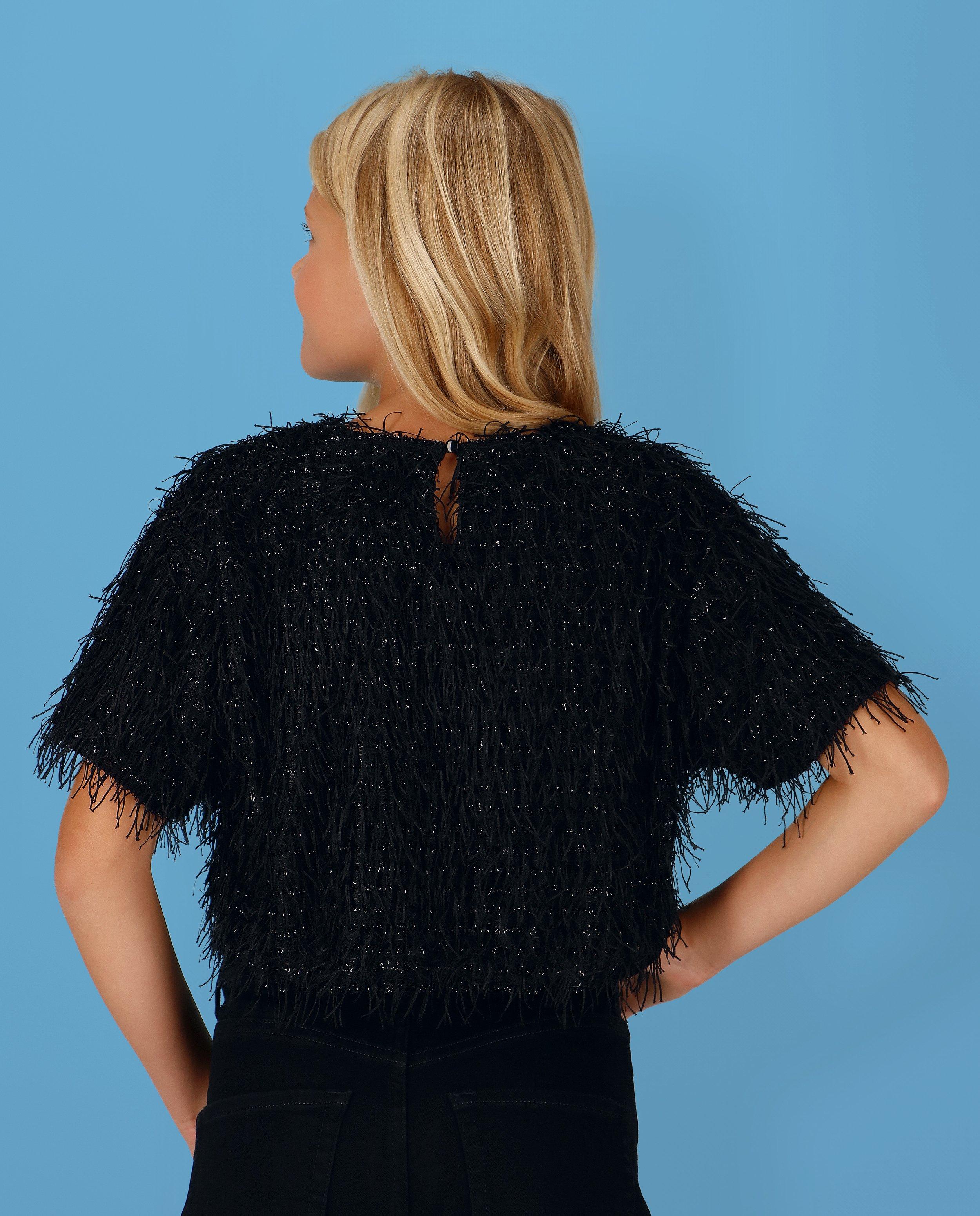 T-shirt met franjes, cropped fit, 4-14 jaar - null - CAMILLE