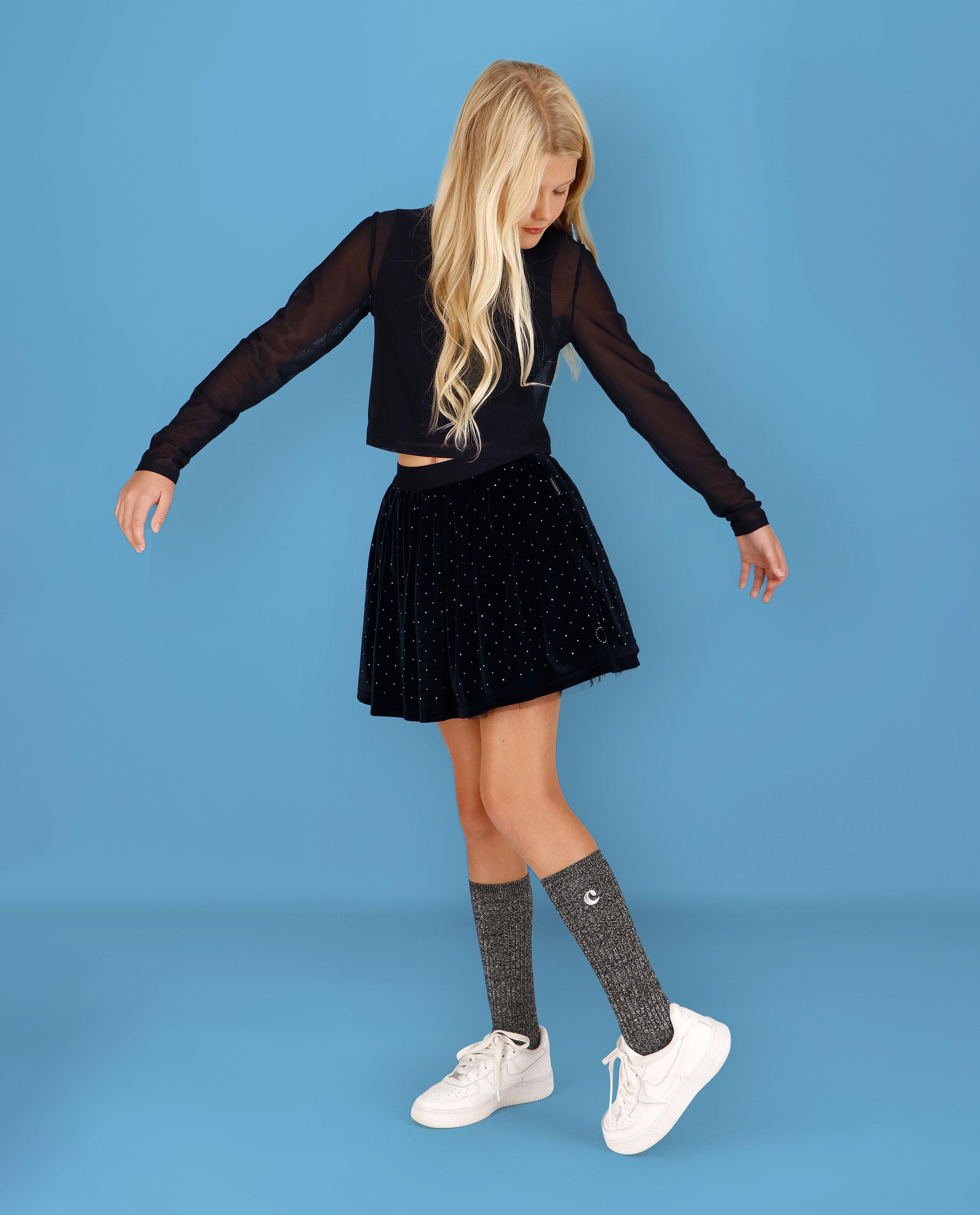 T-shirts - Zwarte top met longsleeve van mesh, 4-14 jaar