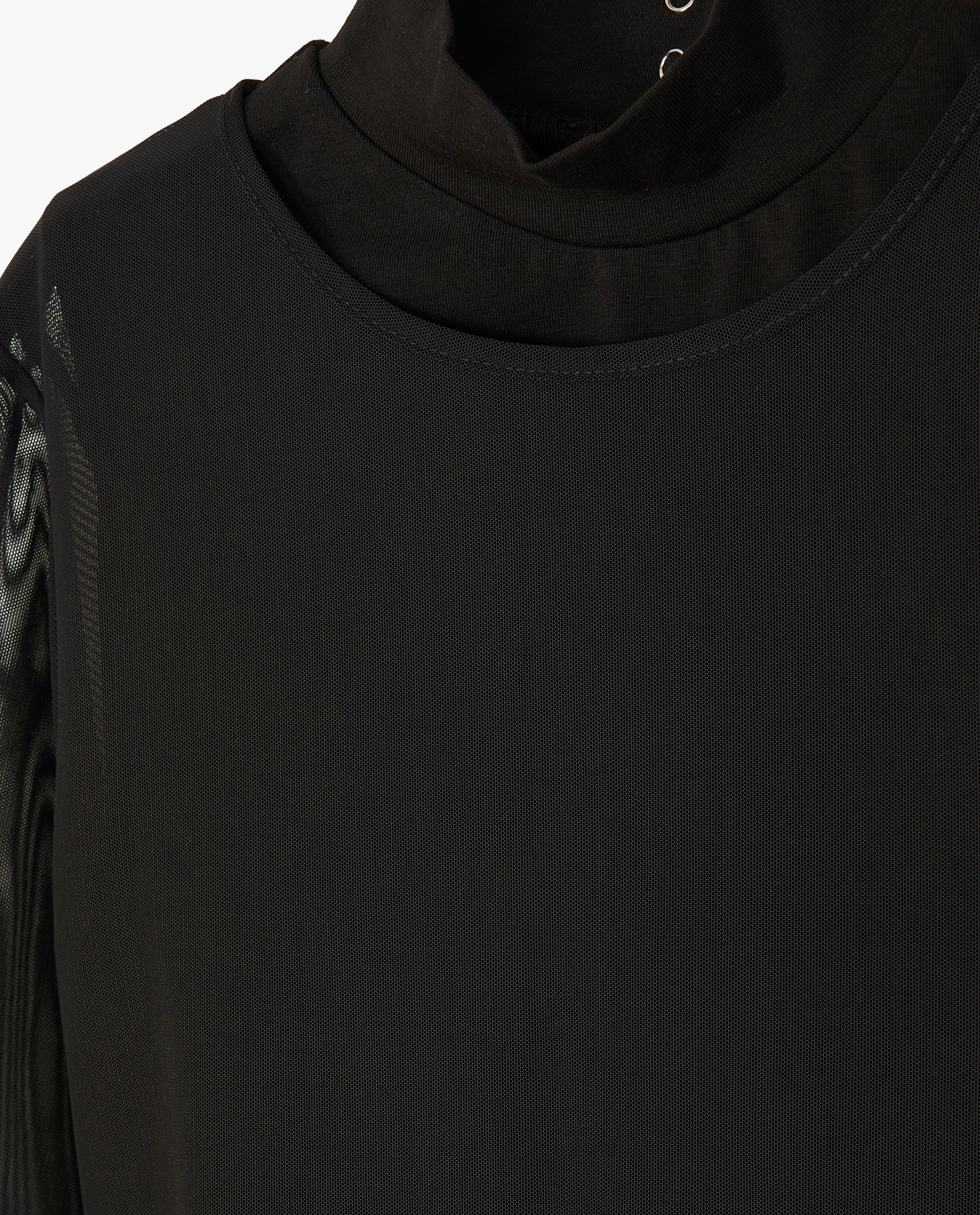 T-shirts - Zwarte top met longsleeve van mesh, 4-14 jaar
