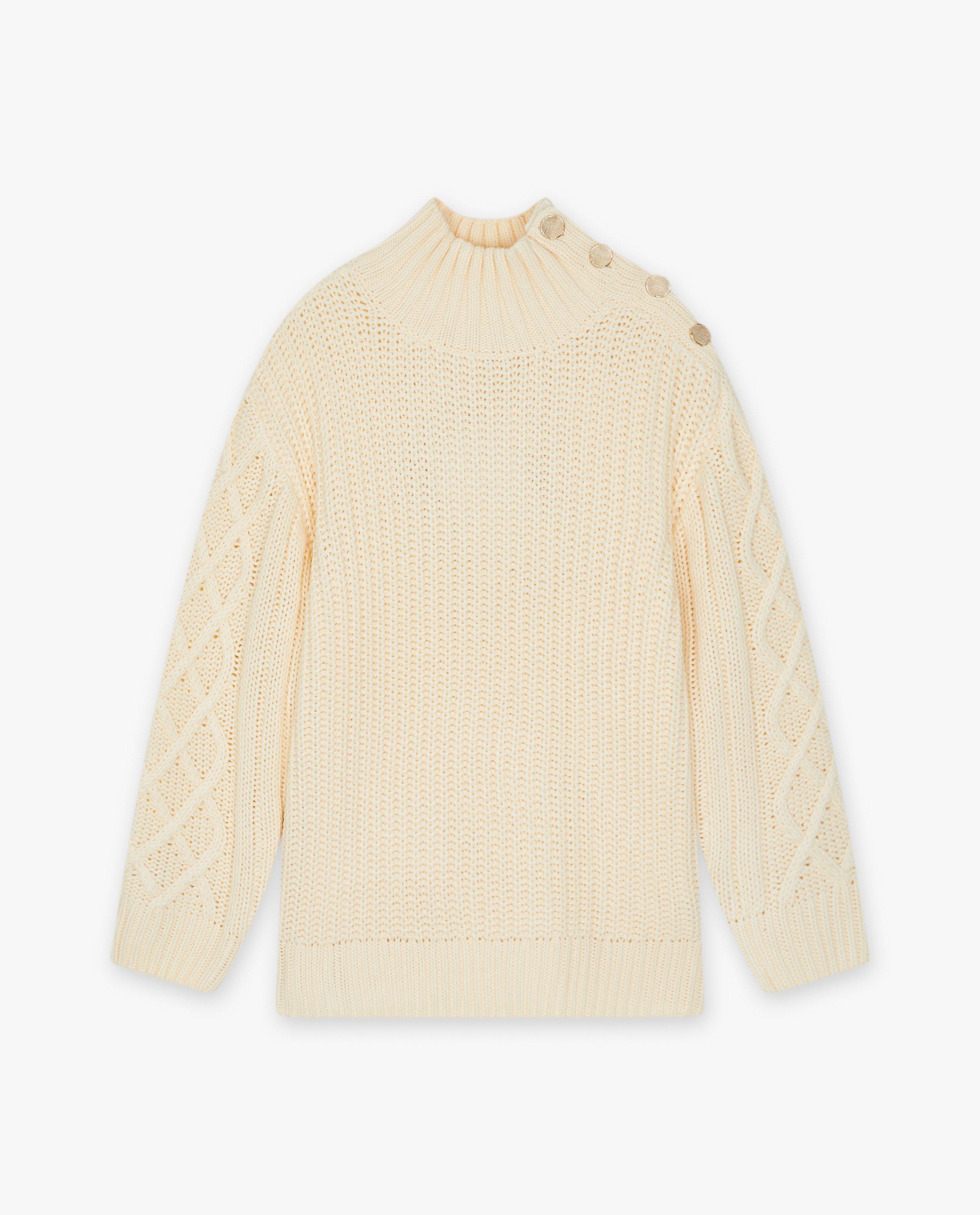 Truien - Beige trui met gebreid patroon