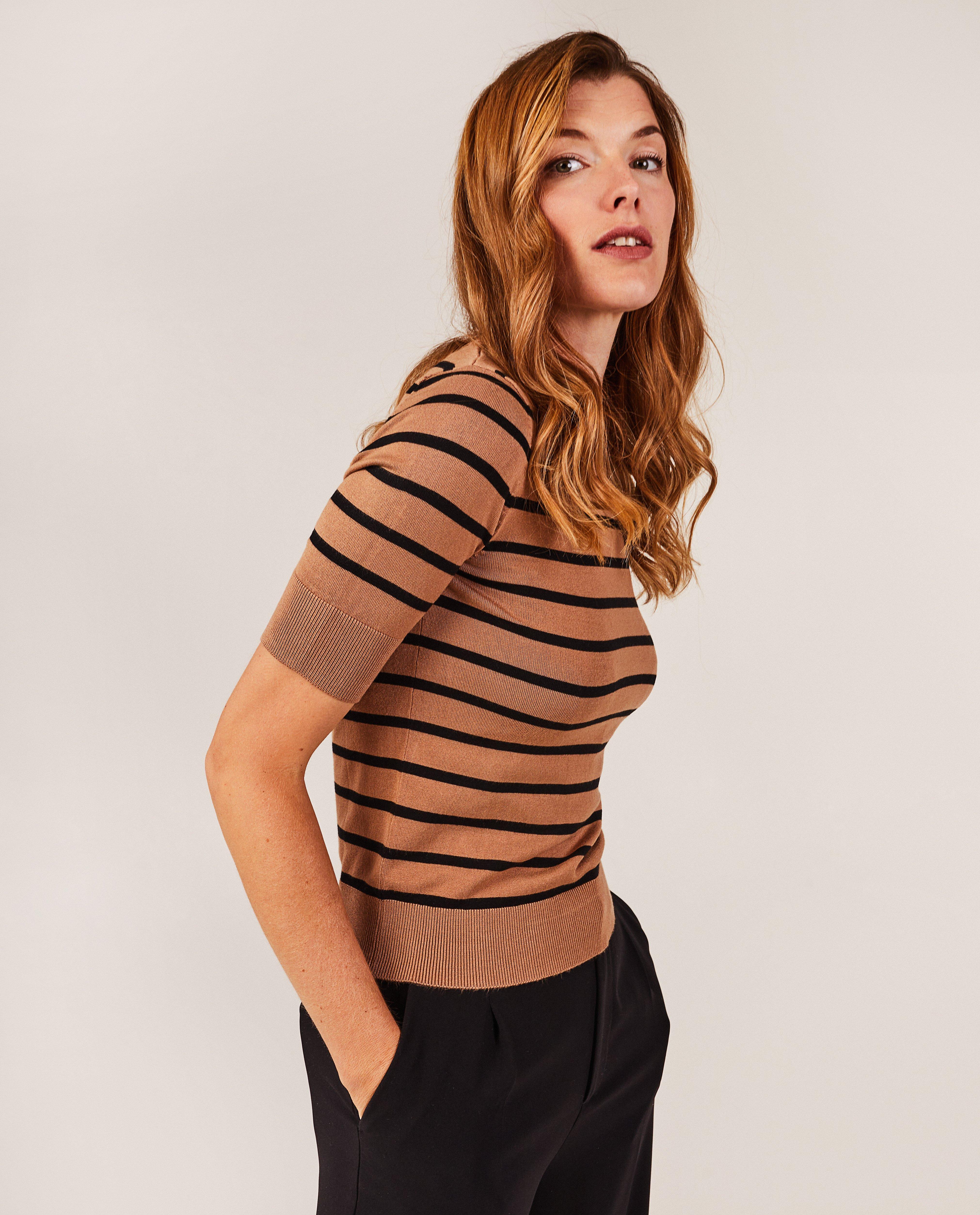 Sweaters - Oranje trui met strepen