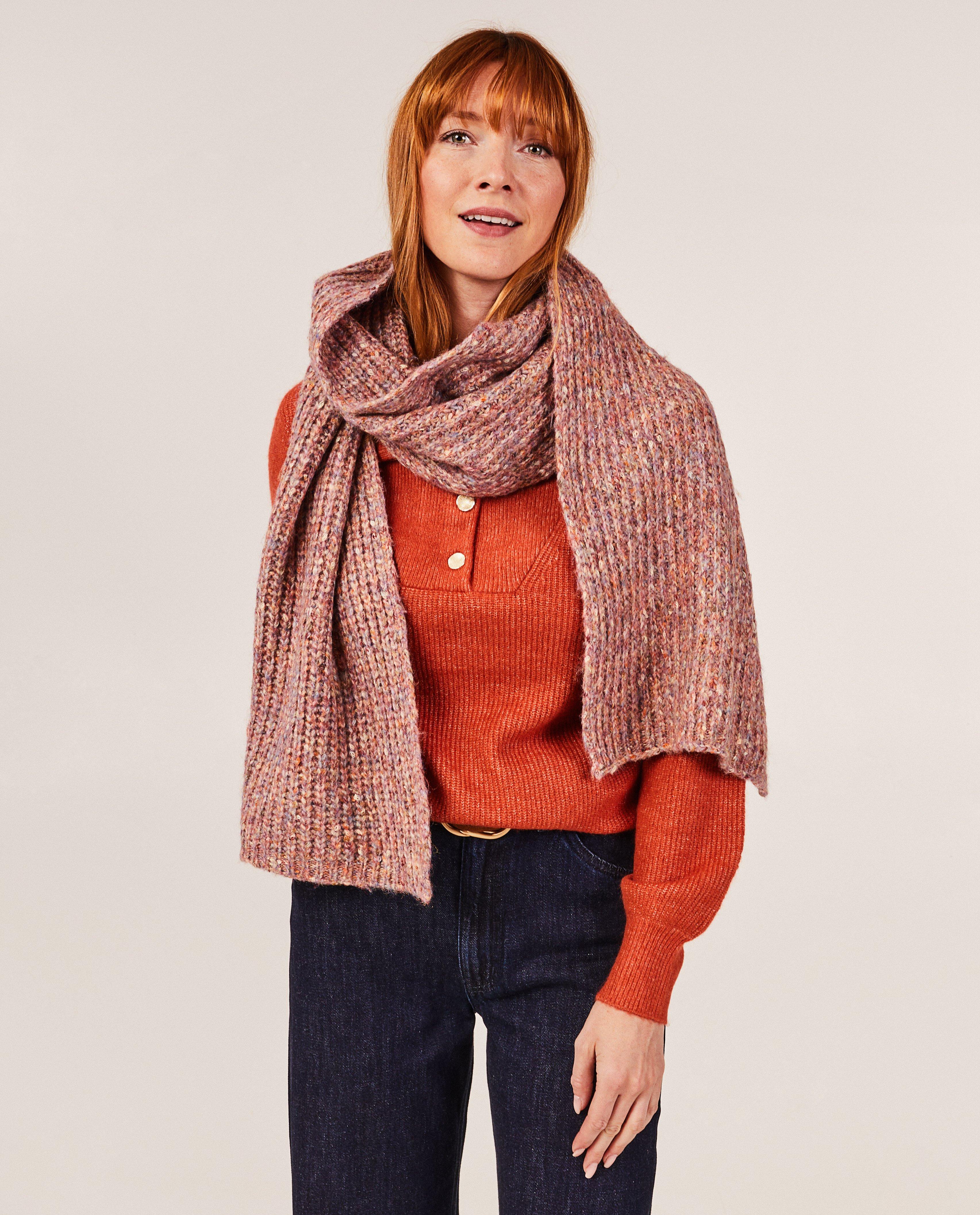 Gebreide sjaal van gem&ecirc;leerd garen - Product Detail - donkerrood - afbeelding nummer 1