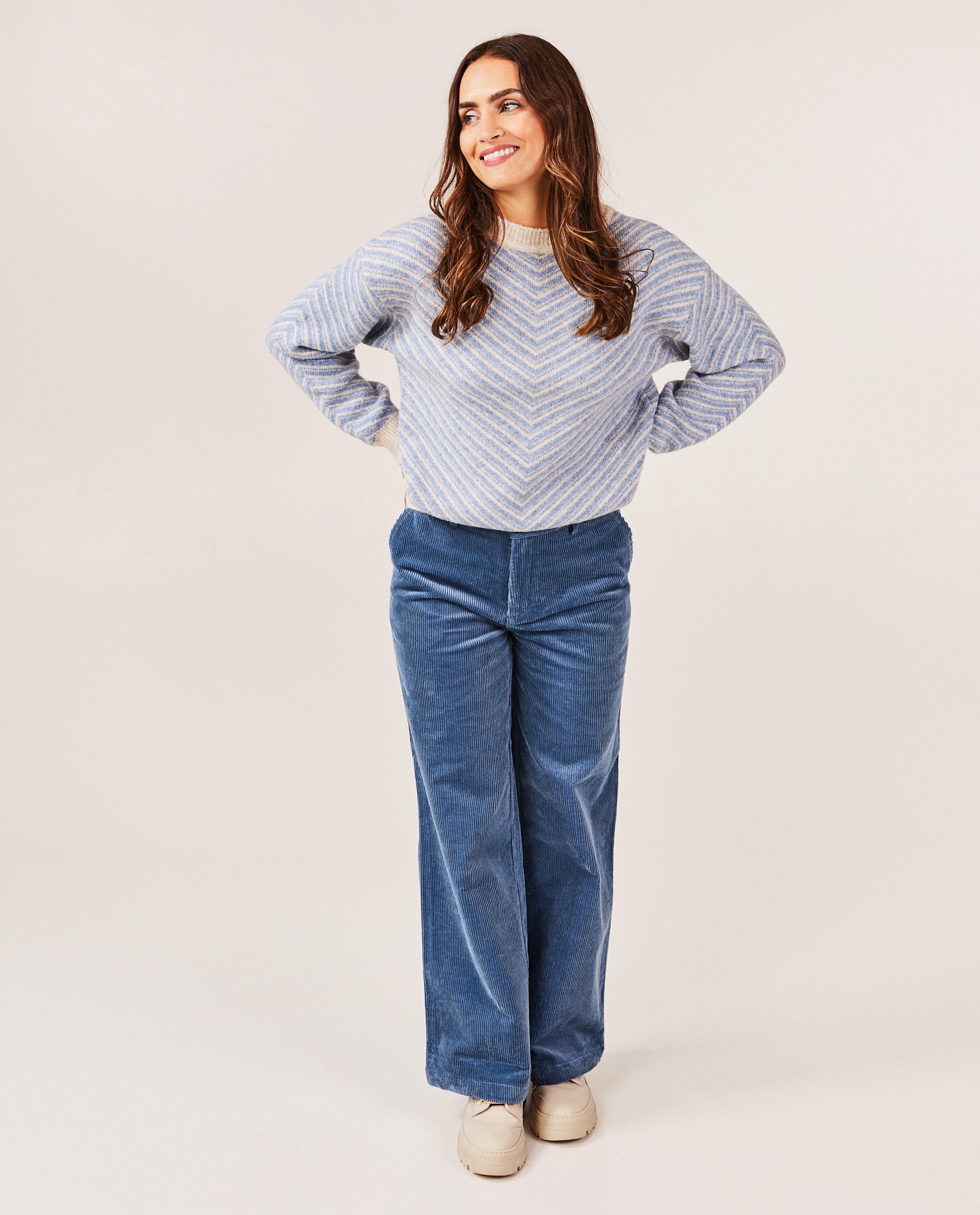 Blauwe broek van ribfluweel, dames - Product Detail - donkerblauw - afbeelding nummer 1