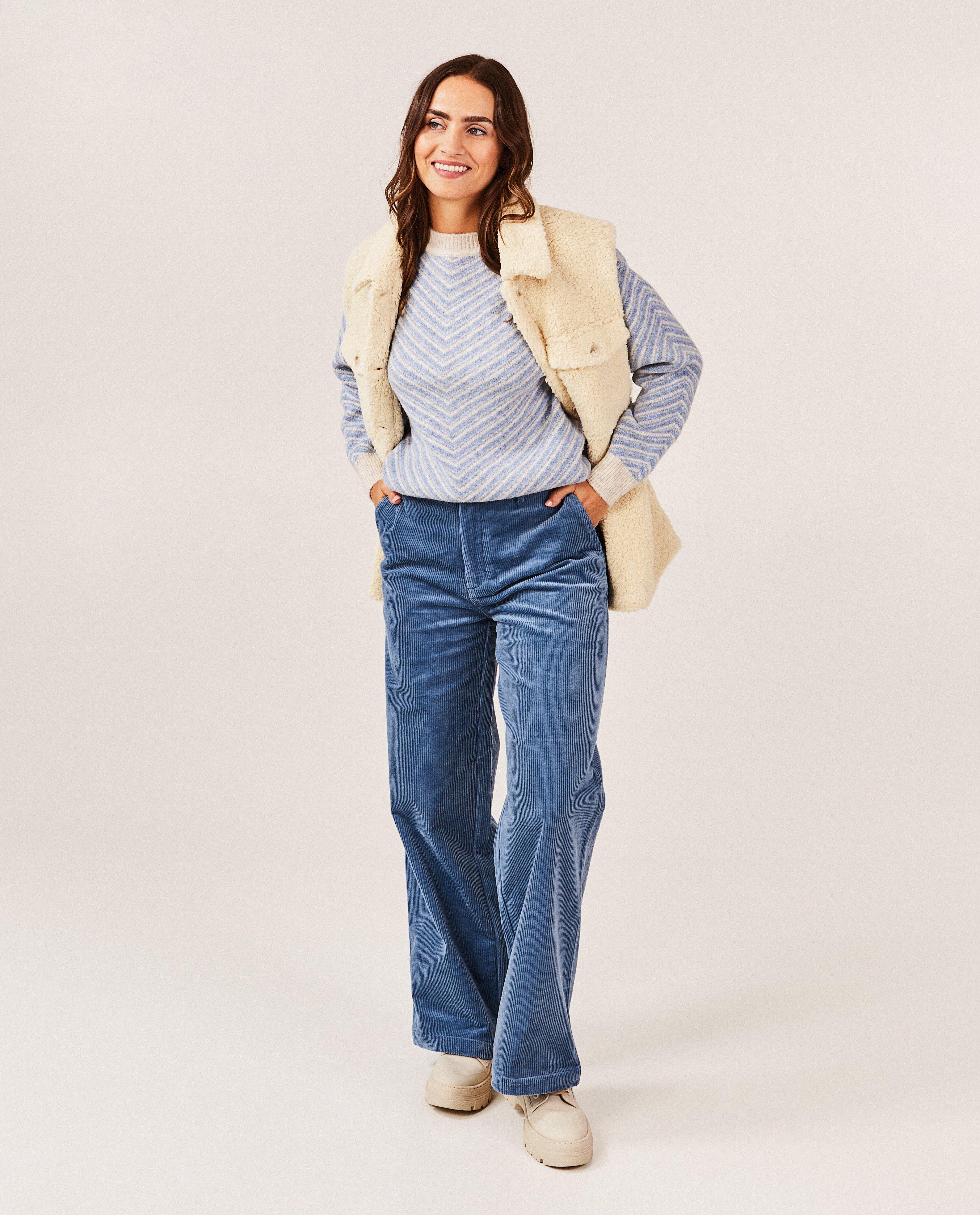 Blauwe broek van ribfluweel, dames - Product Detail - donkerblauw - afbeelding nummer 2