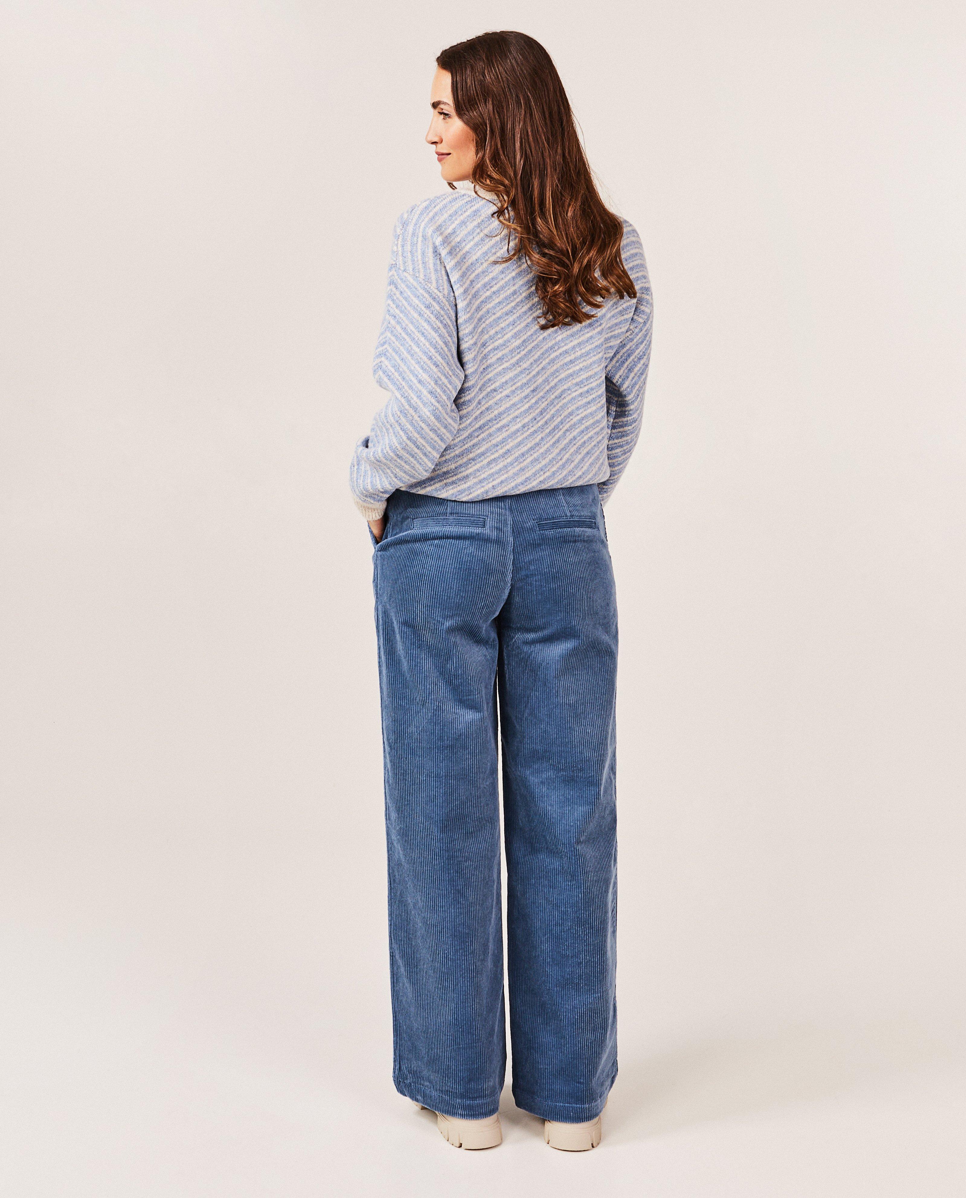 Blauwe broek van ribfluweel, dames - Product Detail - donkerblauw - afbeelding nummer 3