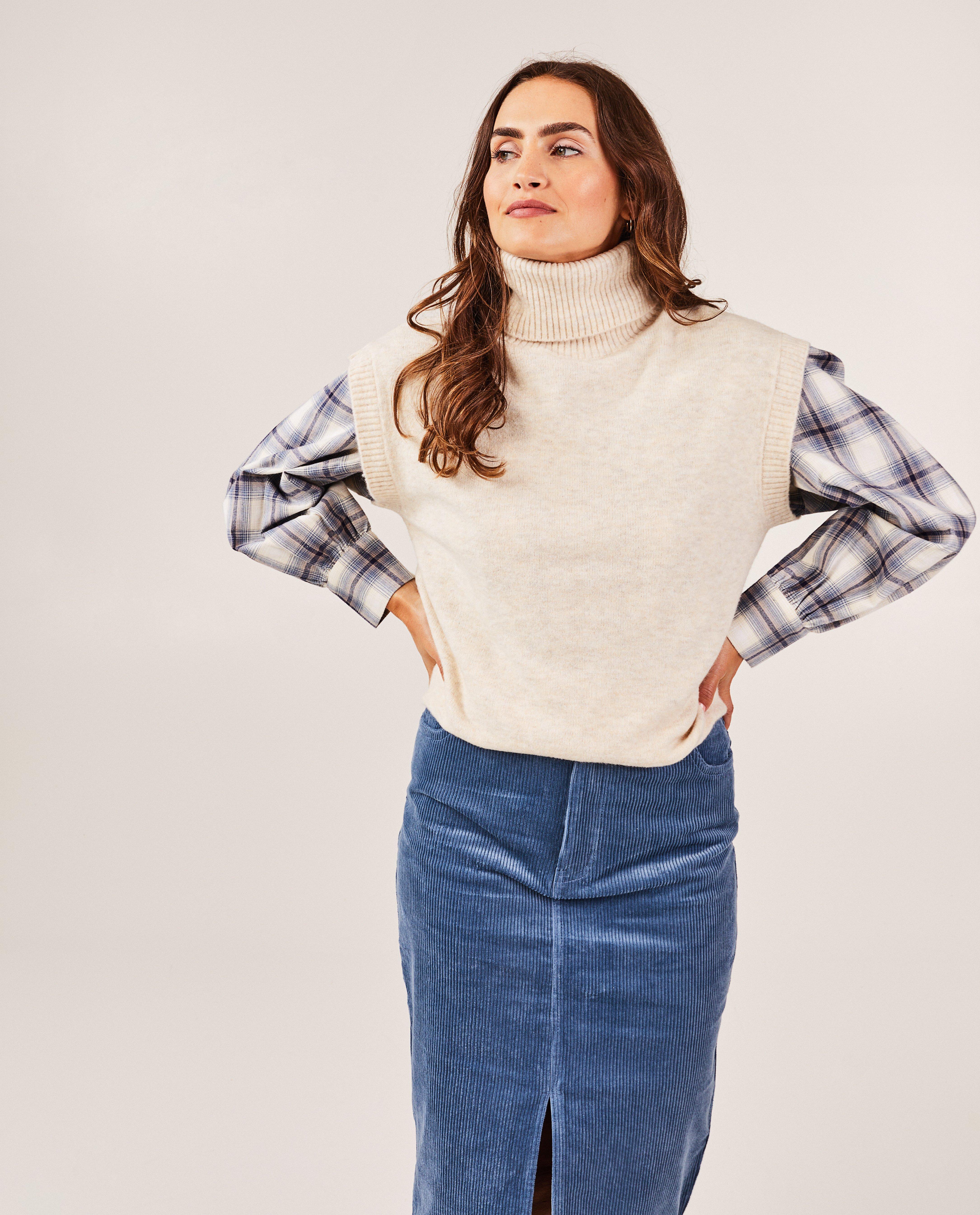 Blauwe rok van ribfluweel, dames - Product Detail - donkerblauw - afbeelding nummer 1