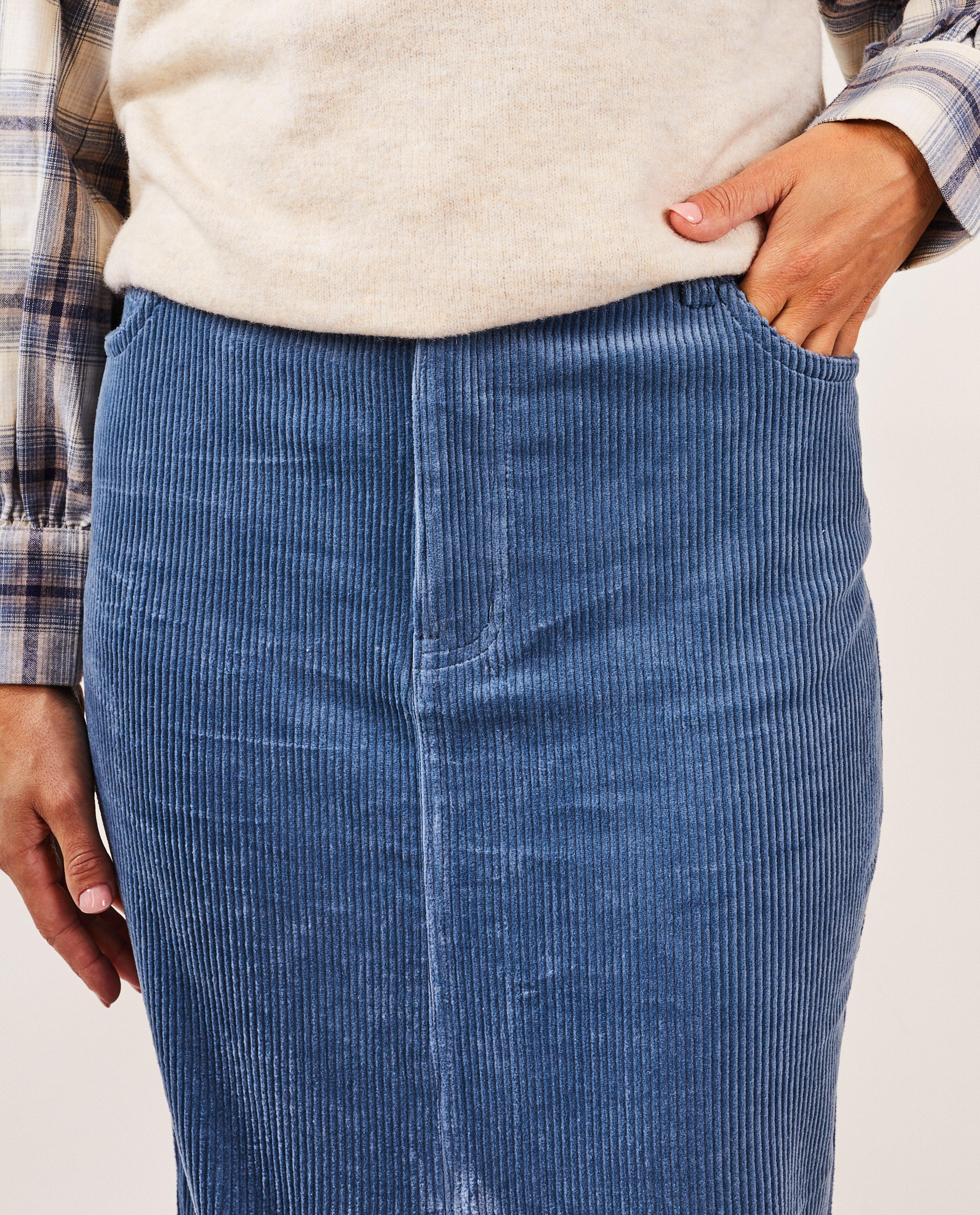 Blauwe rok van ribfluweel, dames - Product Detail - donkerblauw - afbeelding nummer 4