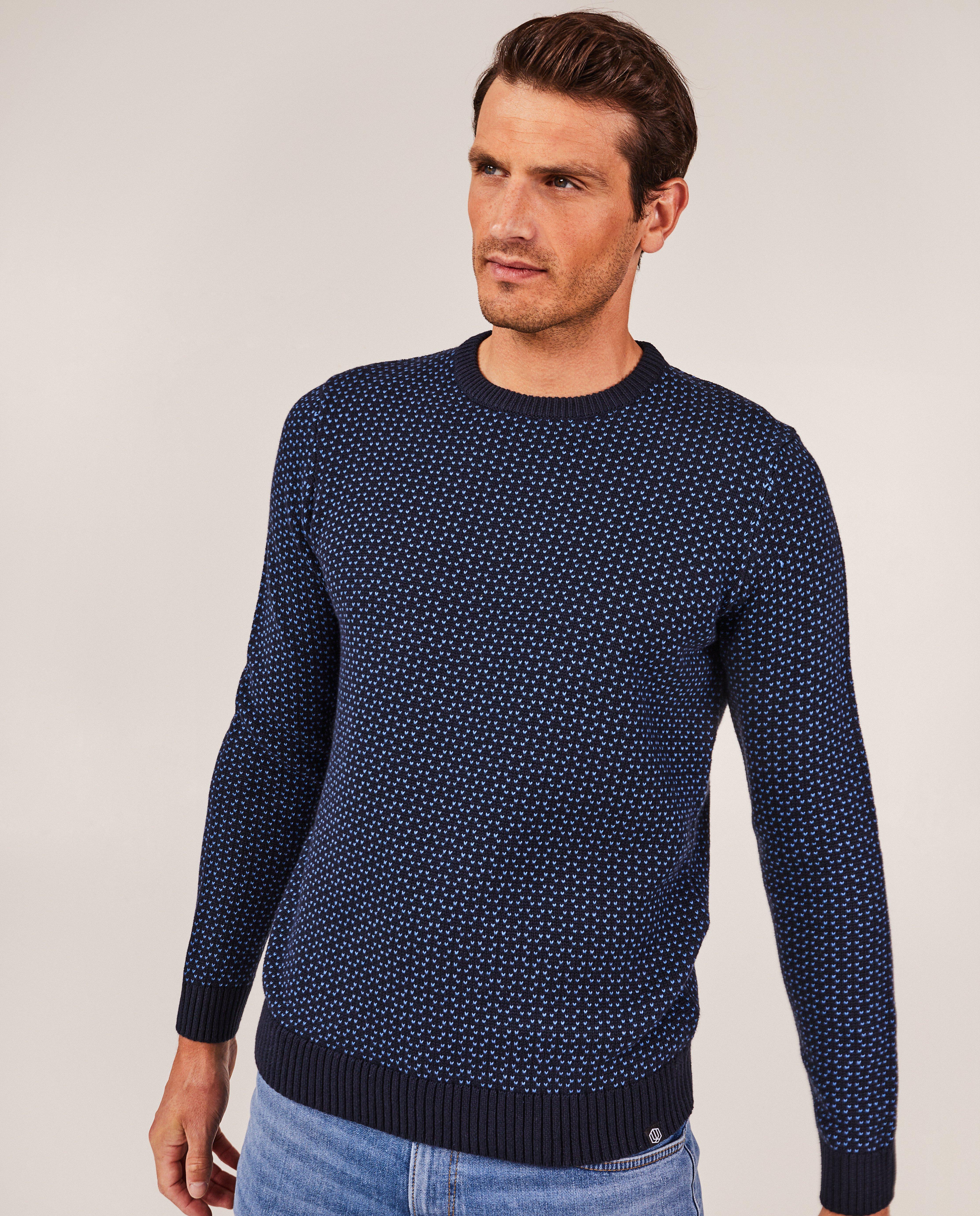 Pulls - Pull bleu foncé à motif tricoté