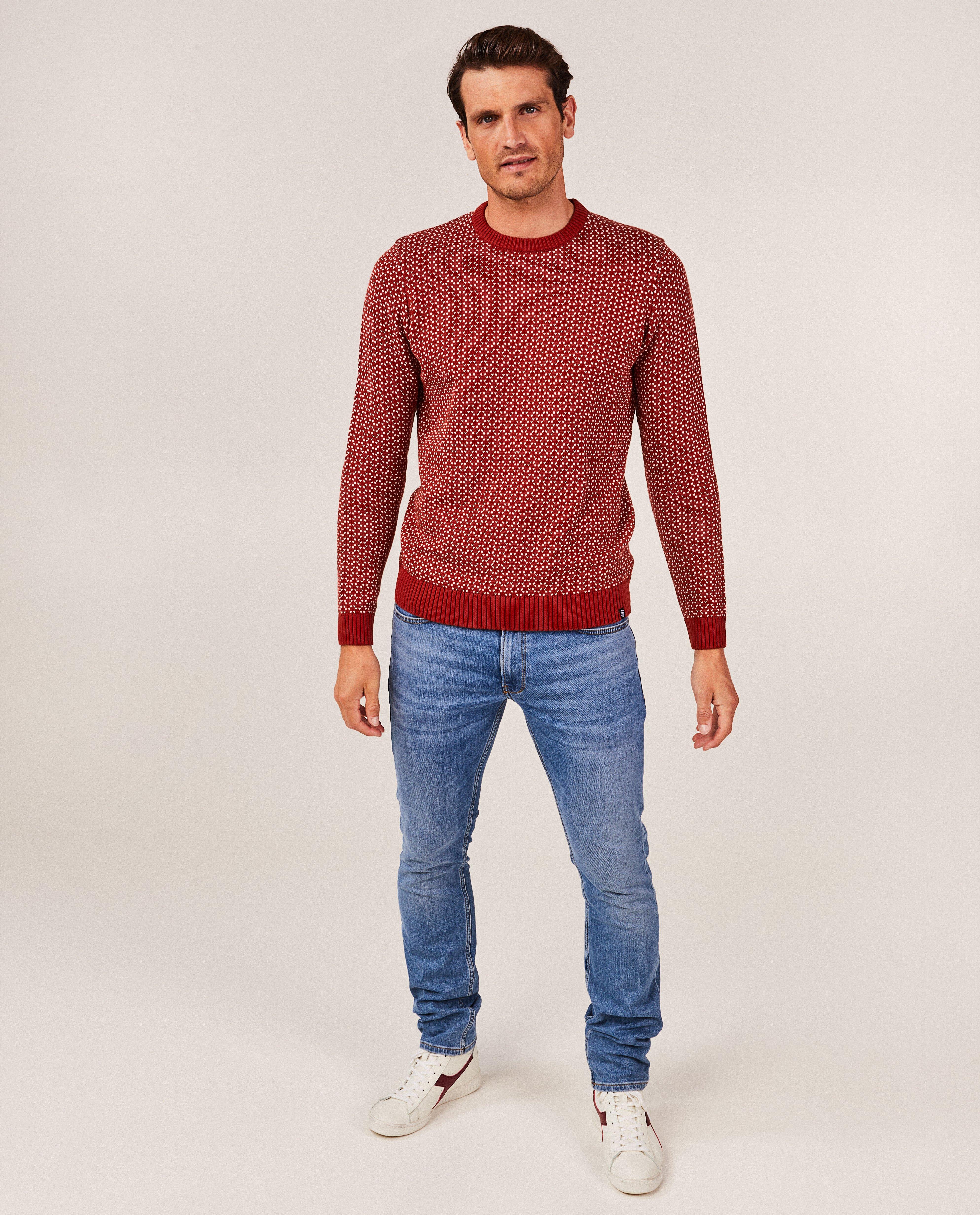 Pull rouge à motif tricoté - null - Quarterback