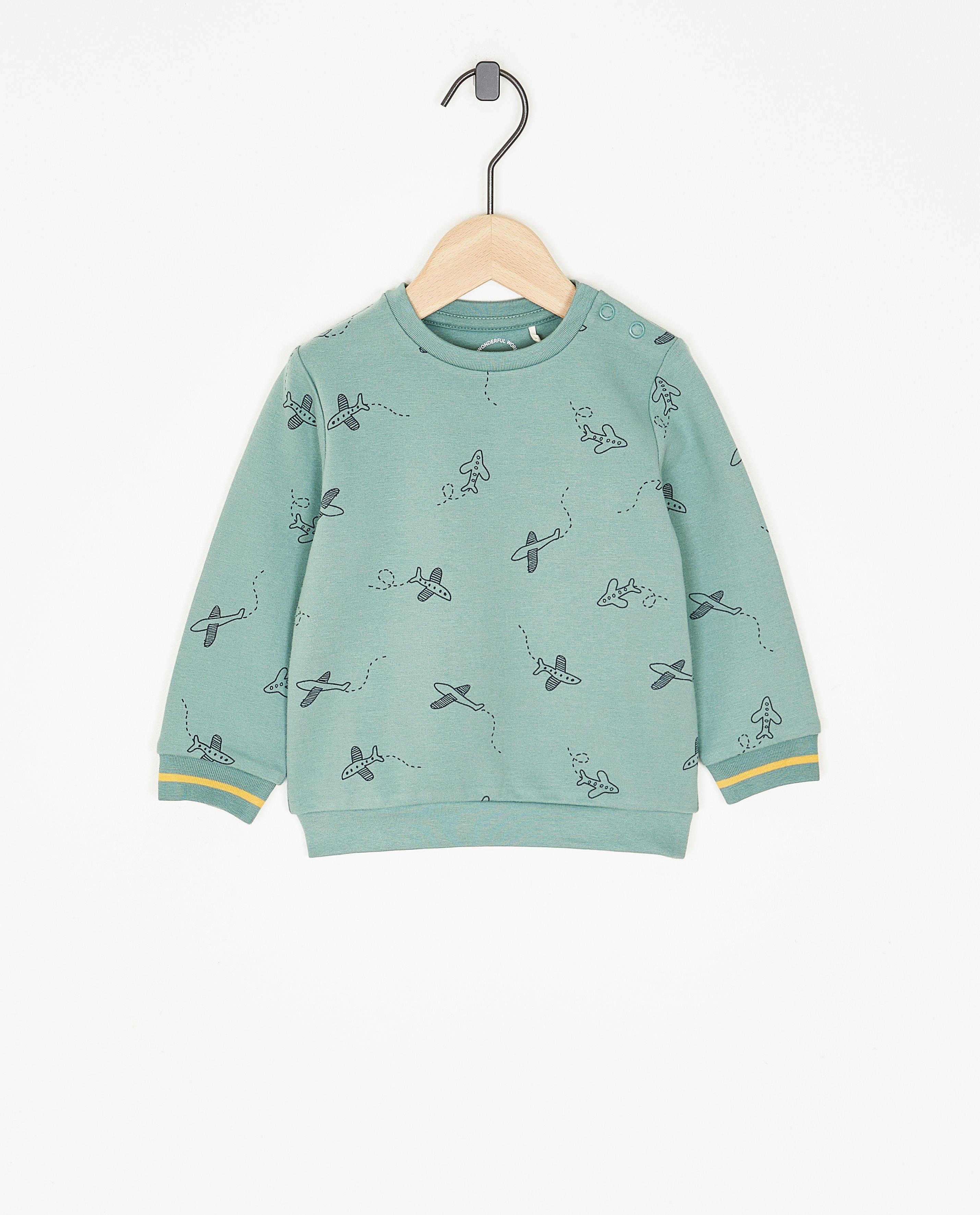 Groene sweater met print - null - S. Oliver