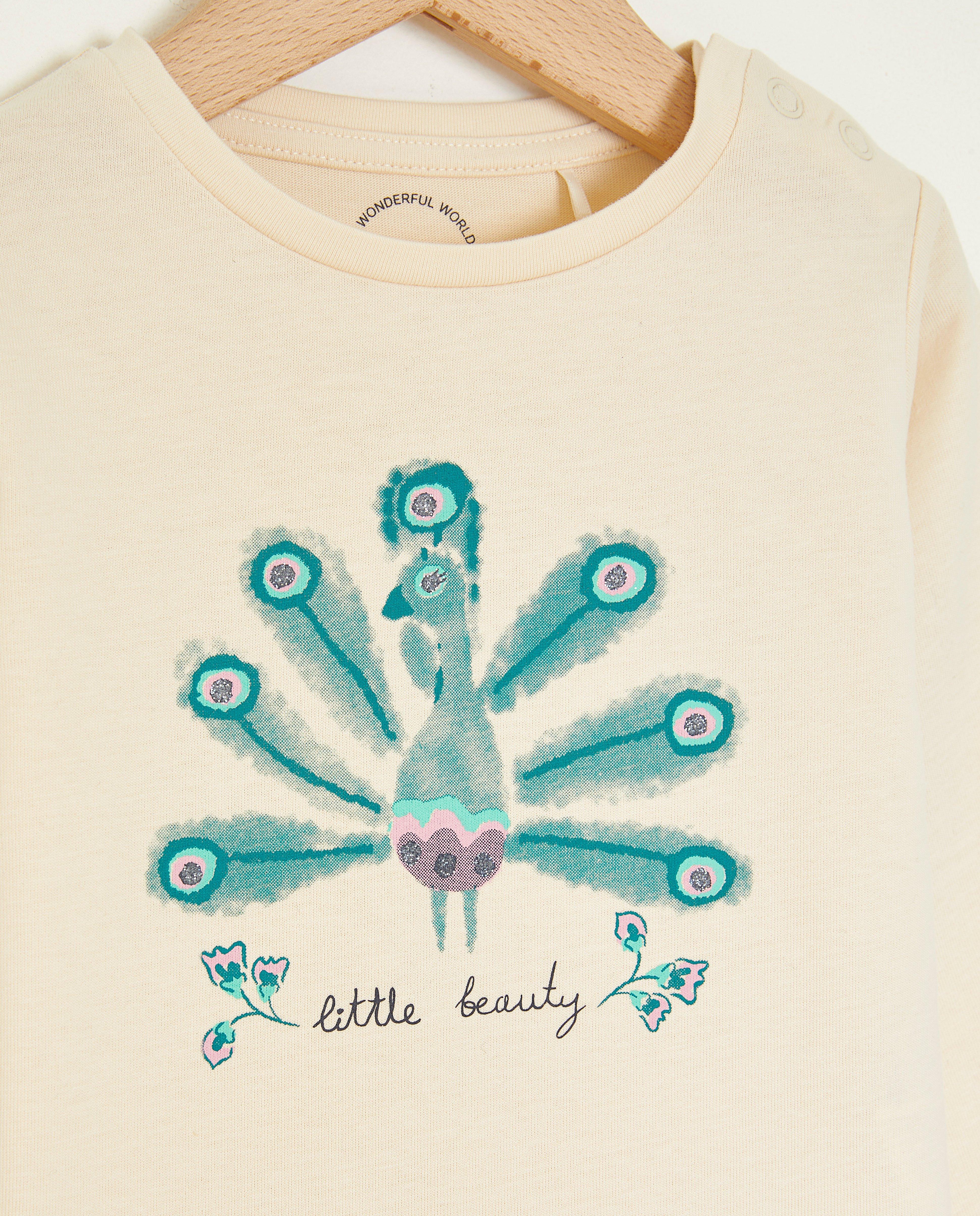 T-shirts - Longsleeve met pauwenprint