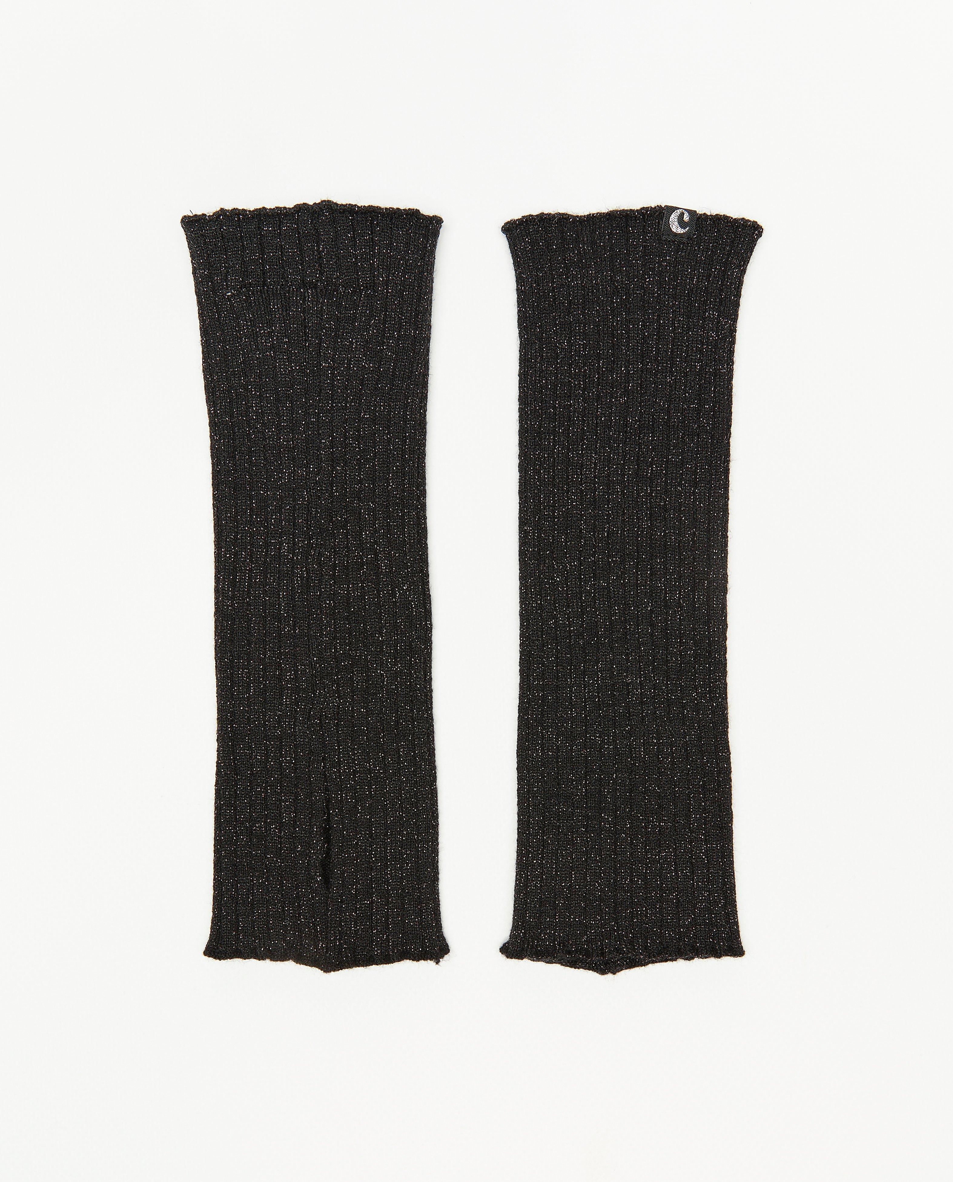 Breigoed - Zwarte polswarmers met metaaldraad, 4-14 jaar