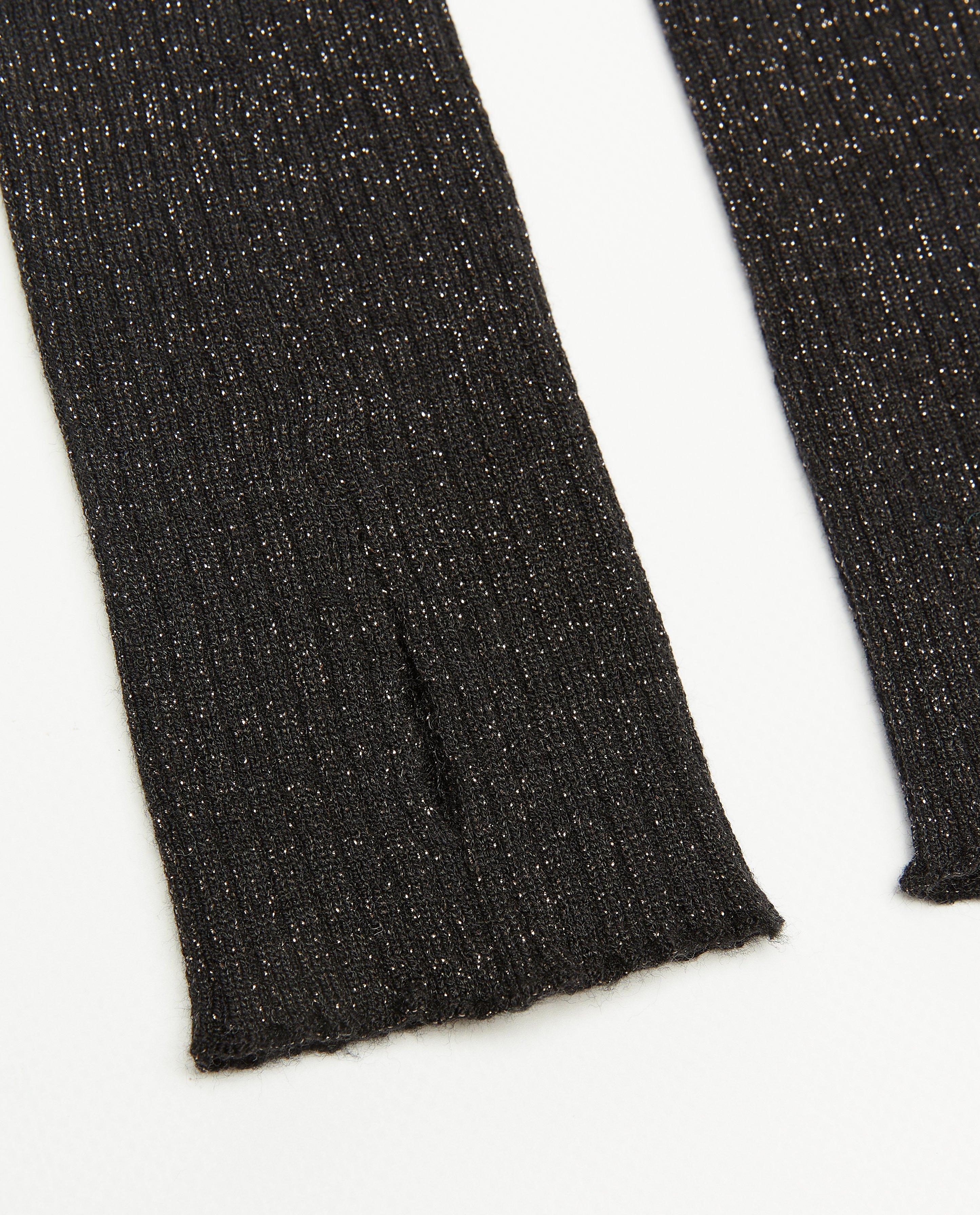 Breigoed - Zwarte polswarmers met metaaldraad, 4-14 jaar