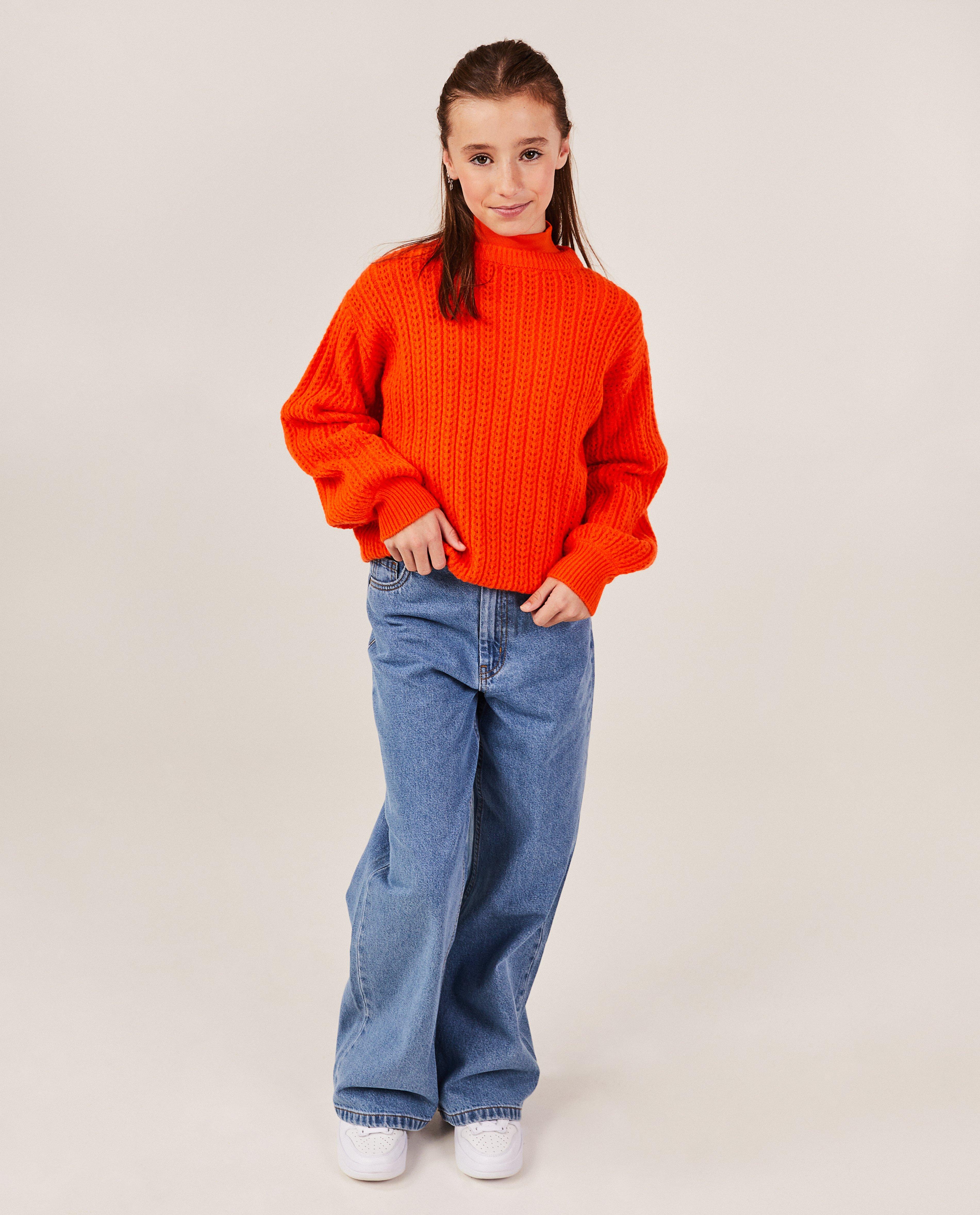 Pull orange &agrave; motif tricot&eacute; - D&eacute;tails du produit - orange - image num&eacute;ro 1