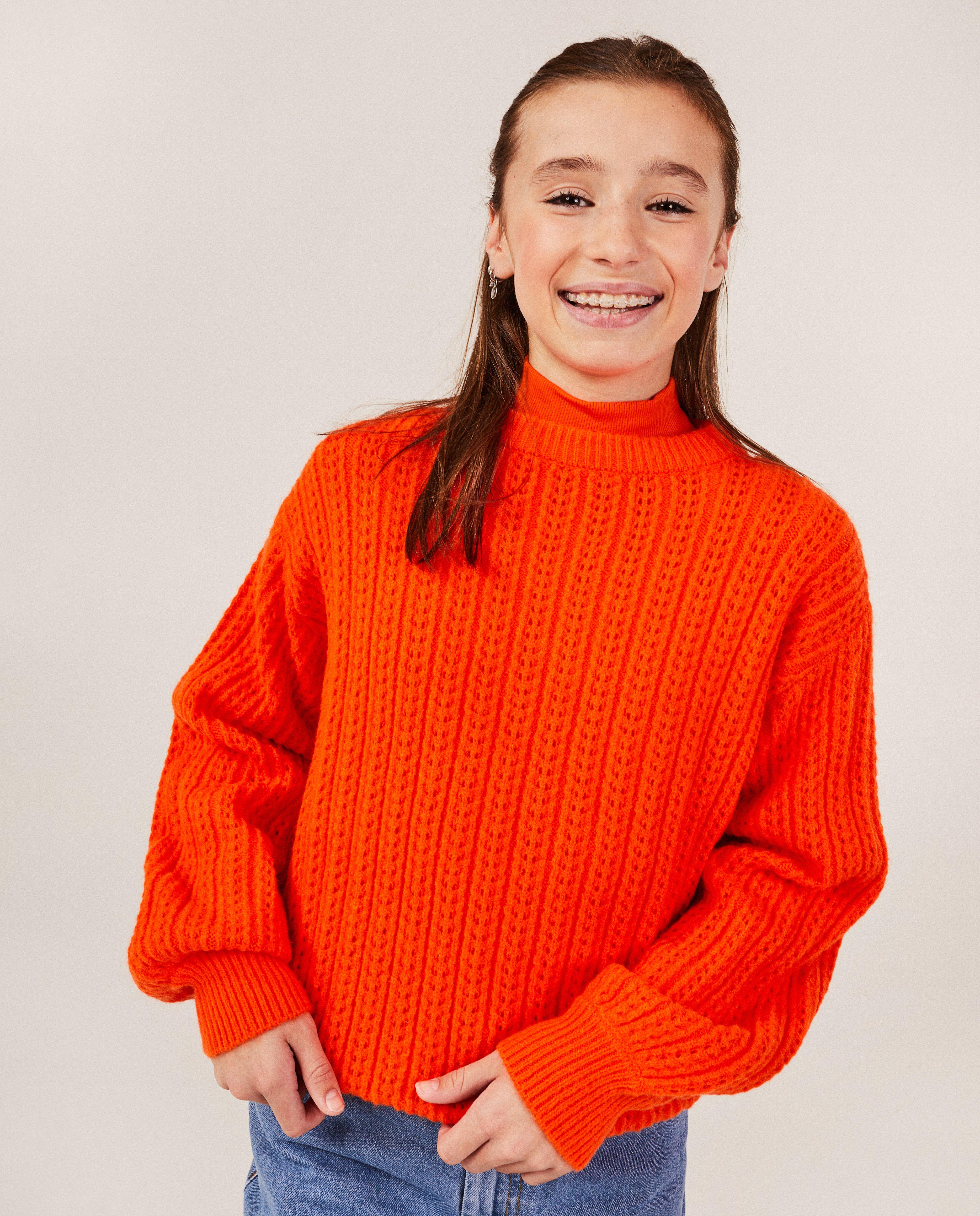 Pull orange &agrave; motif tricot&eacute; - D&eacute;tails du produit - orange - image num&eacute;ro 2