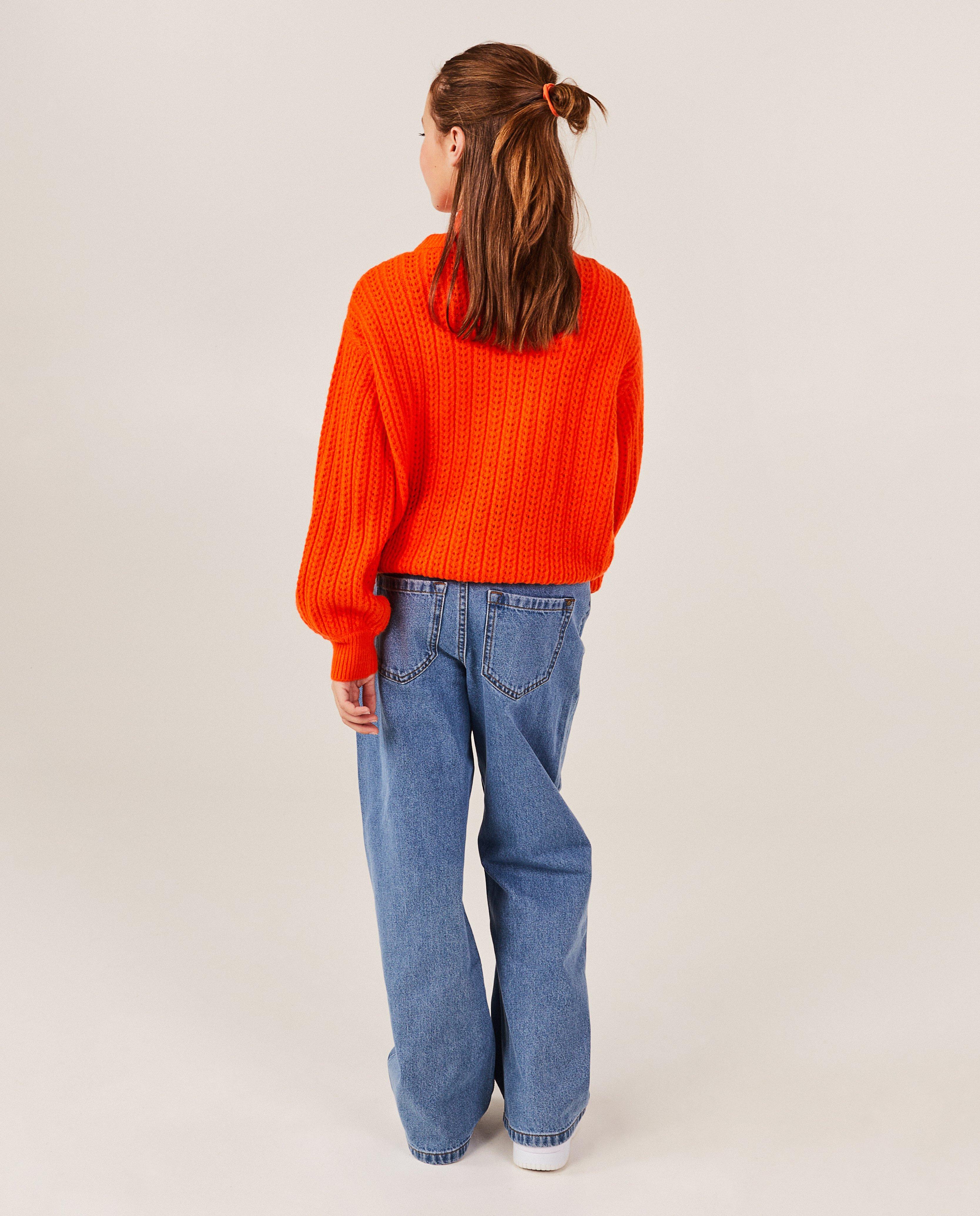 Pull orange &agrave; motif tricot&eacute; - D&eacute;tails du produit - orange - image num&eacute;ro 3