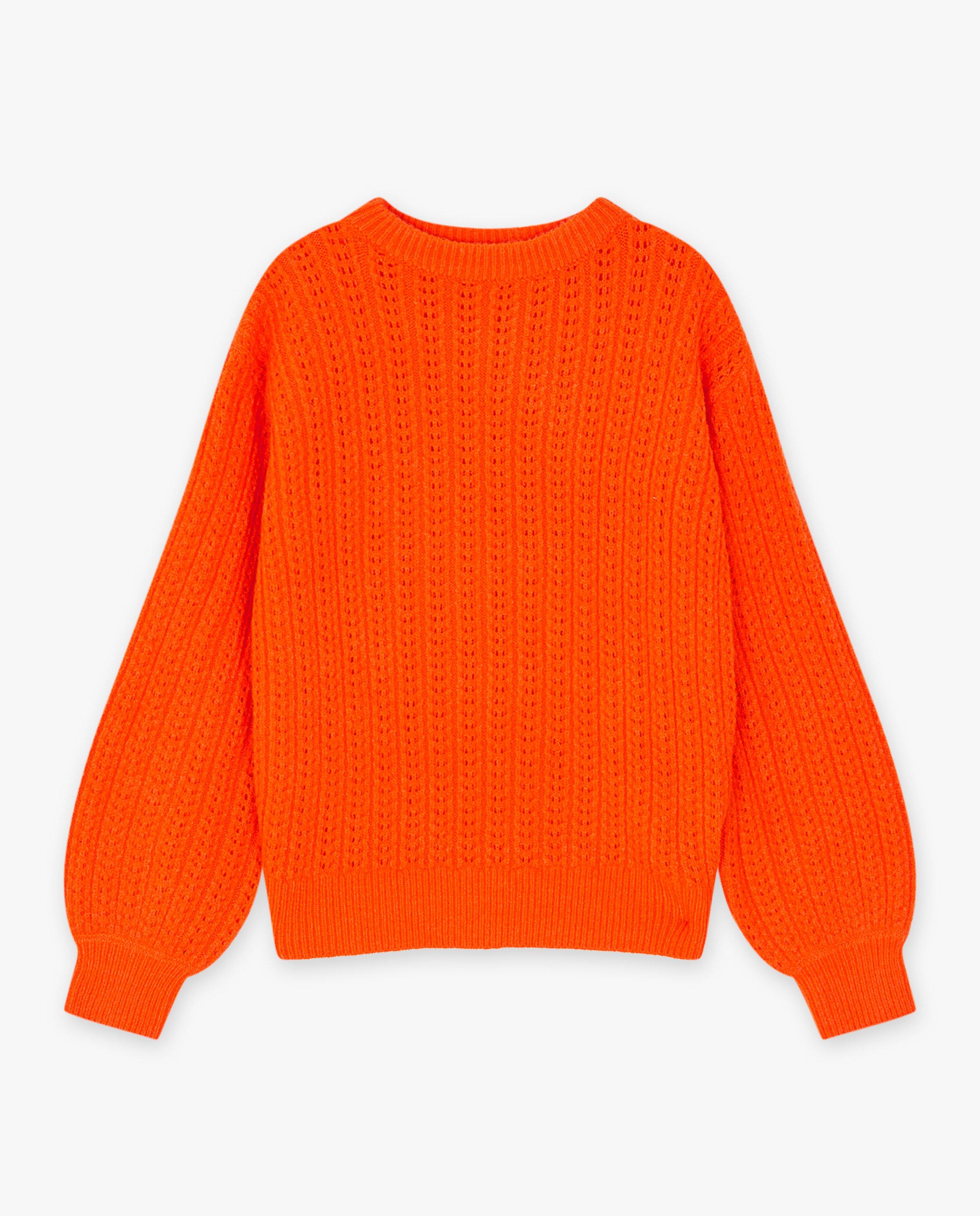 Pull orange &agrave; motif tricot&eacute; - D&eacute;tails du produit - orange - image num&eacute;ro 5