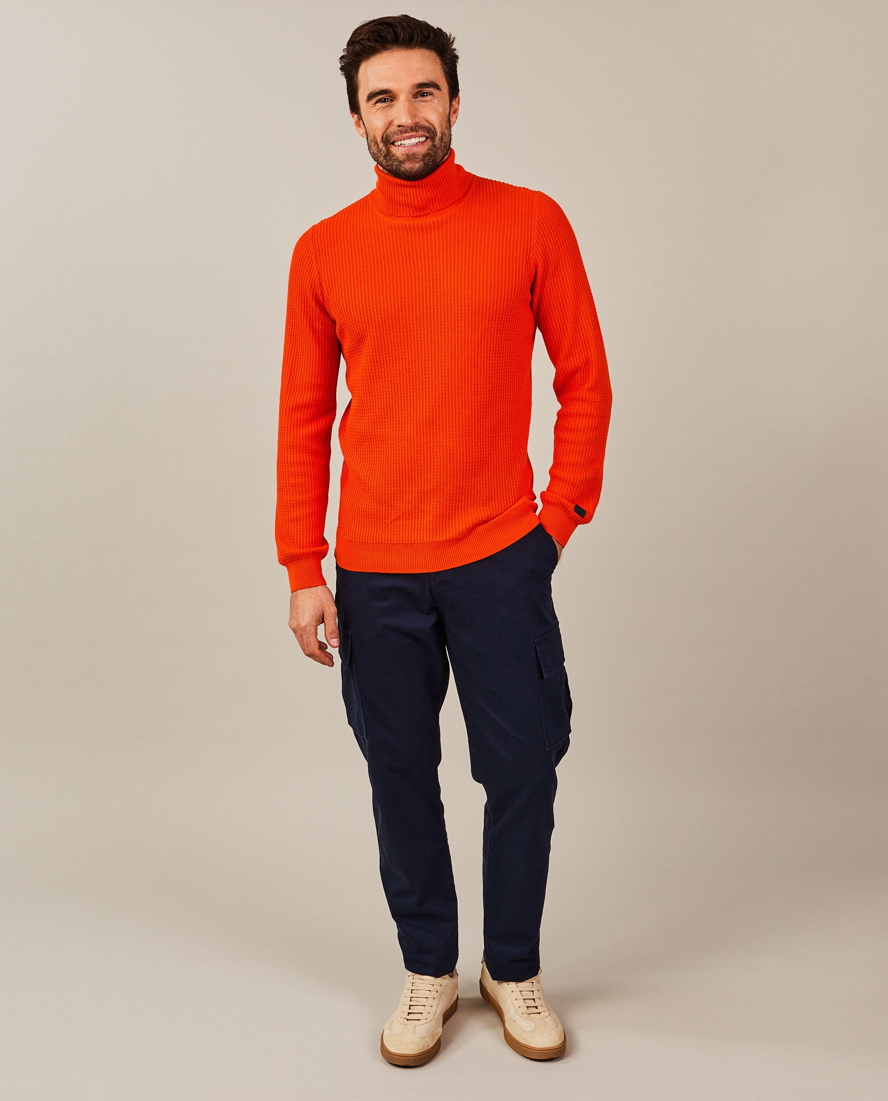 Pull à col roulé rouge structuré - null - CKS hommes