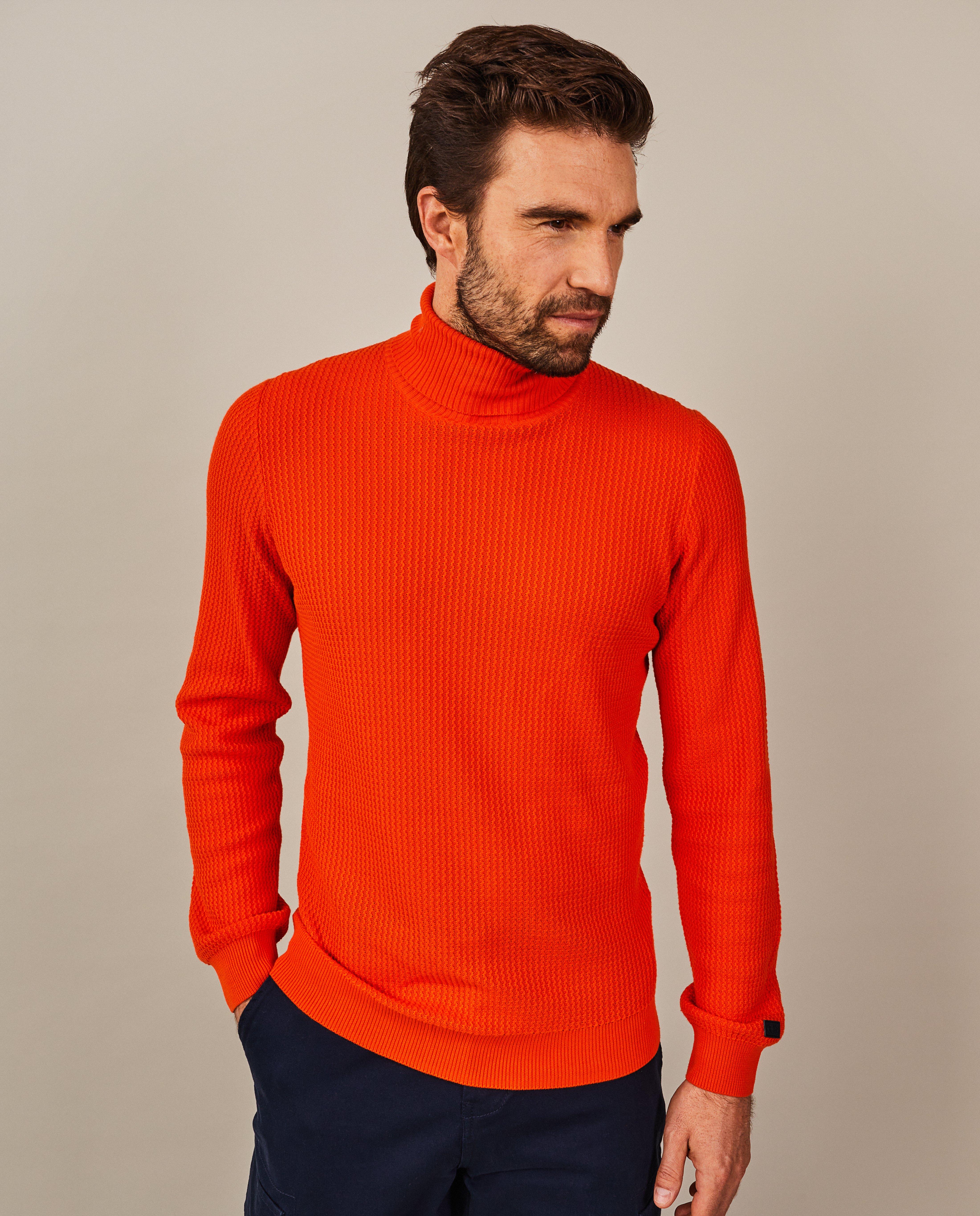 Pull col roulé rouge sales