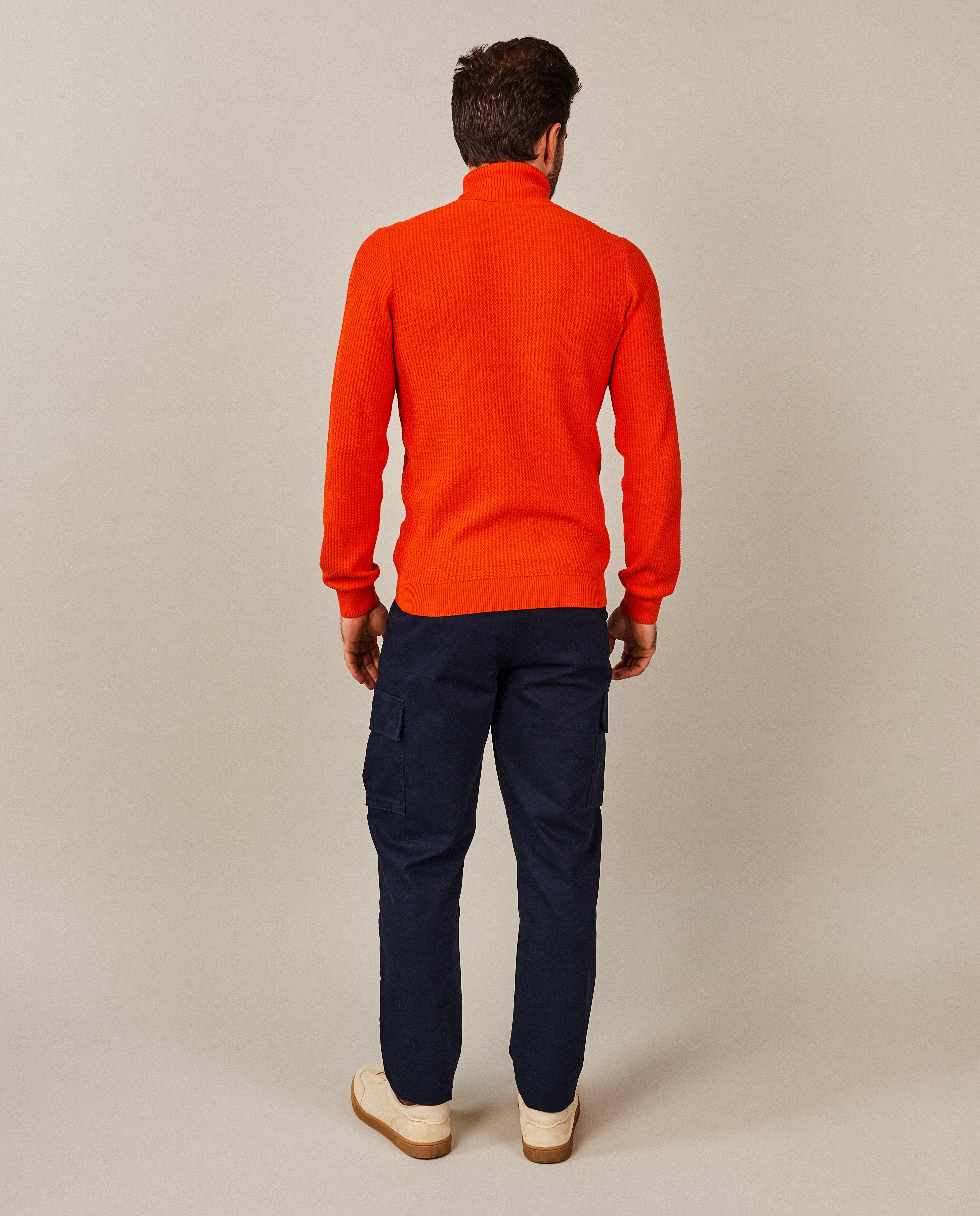 Truien - Rode rolkraagtrui met structuur