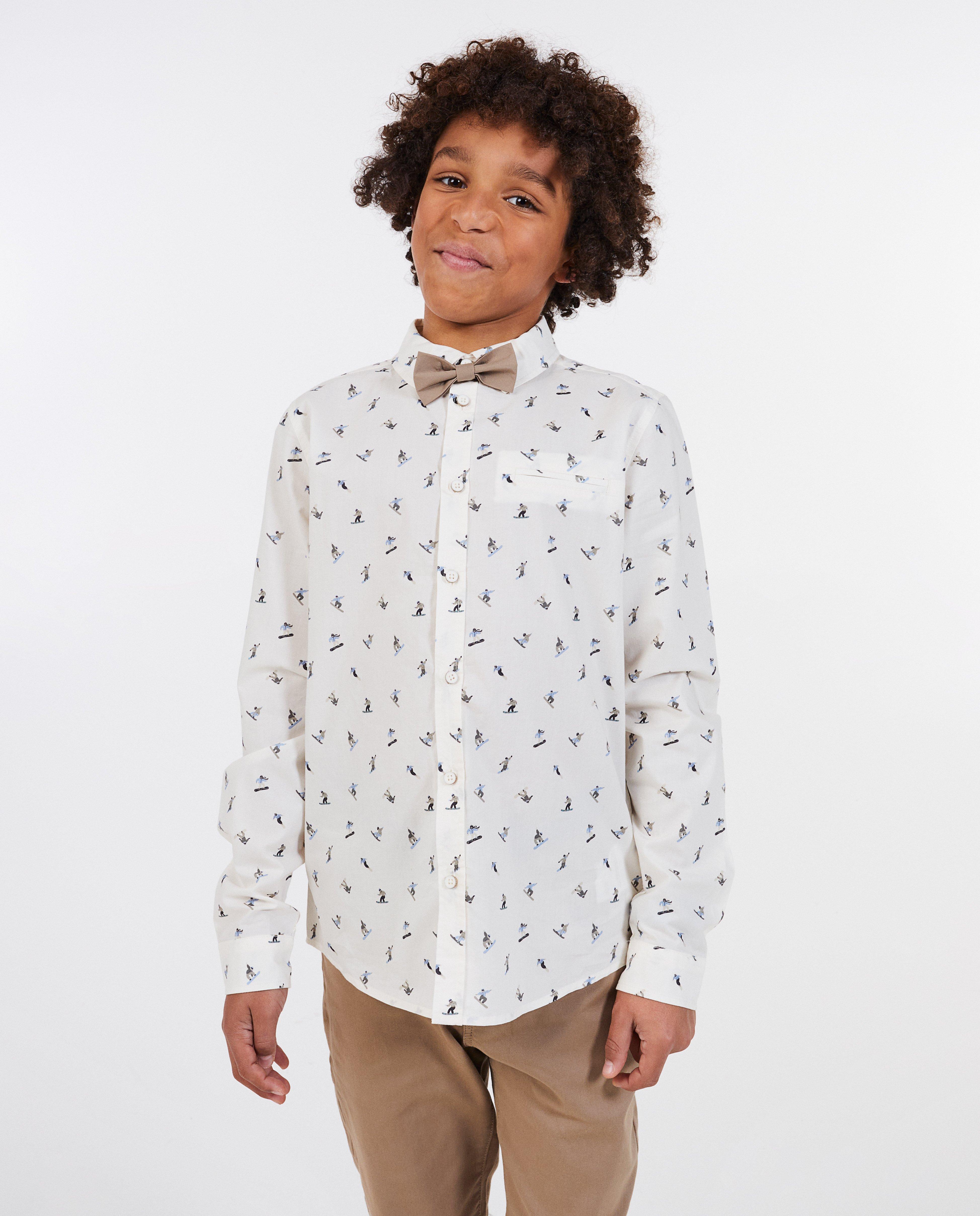 Hemd met snowboardprint en strik - null - Fish & Chips
